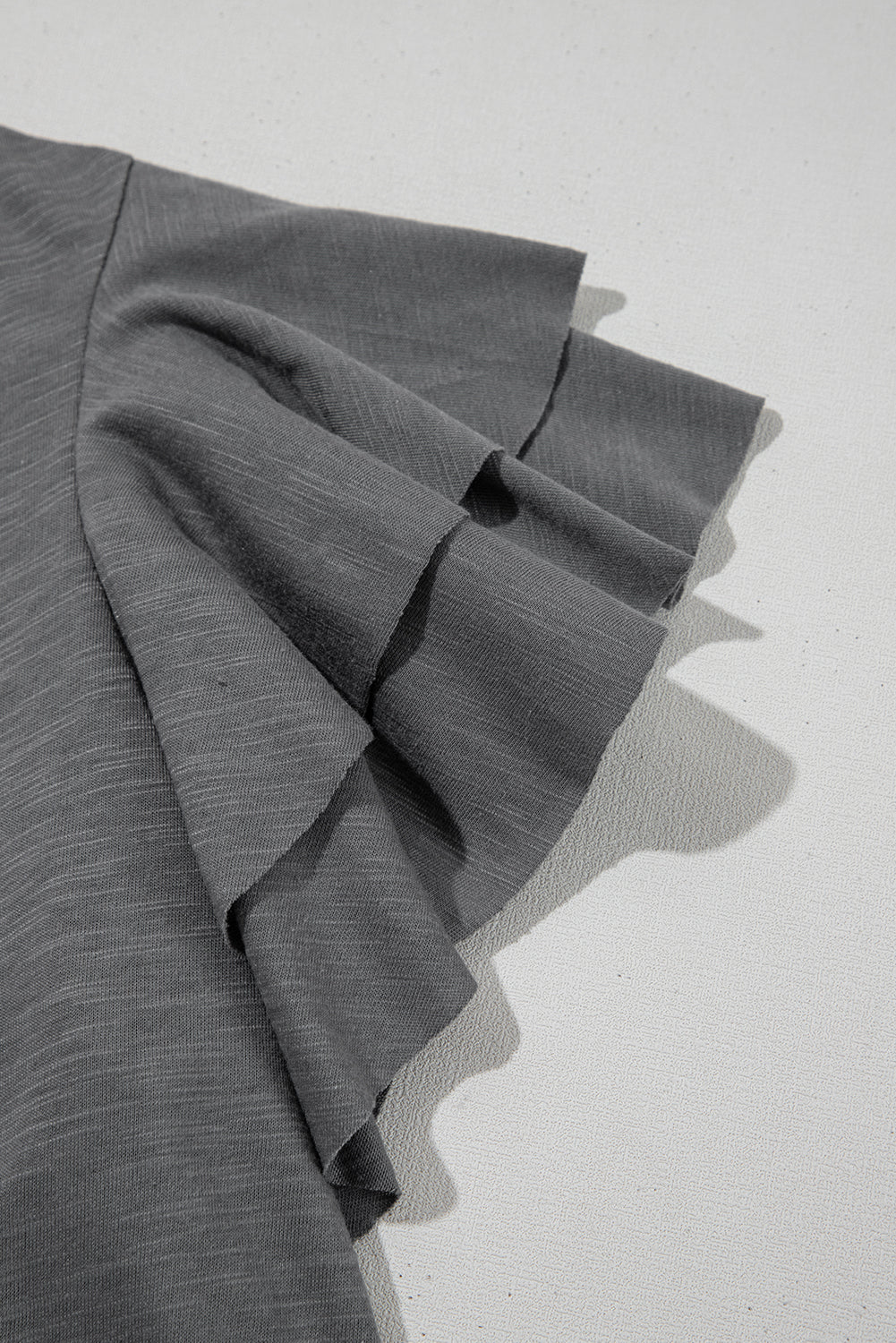 Dark Grey Layered Ruffle Short Sleeve Round Neck Top-Chaelisa's New Jammies