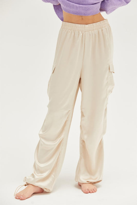 HYFVE Approach Satin Drawstring Hem Cargo Pants-Chaelisa's New Jammies