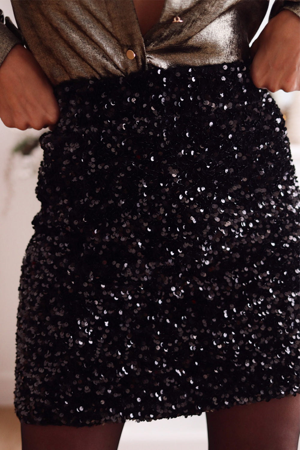 Black Sequin Bodycon Mini Skirt-Chaelisa's New Jammies