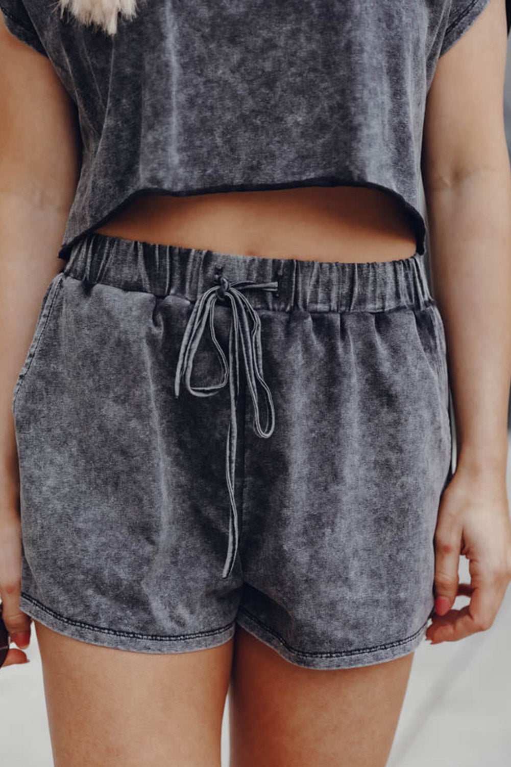 Black Acid Washed Short Lounge Set-Chaelisa's New Jammies