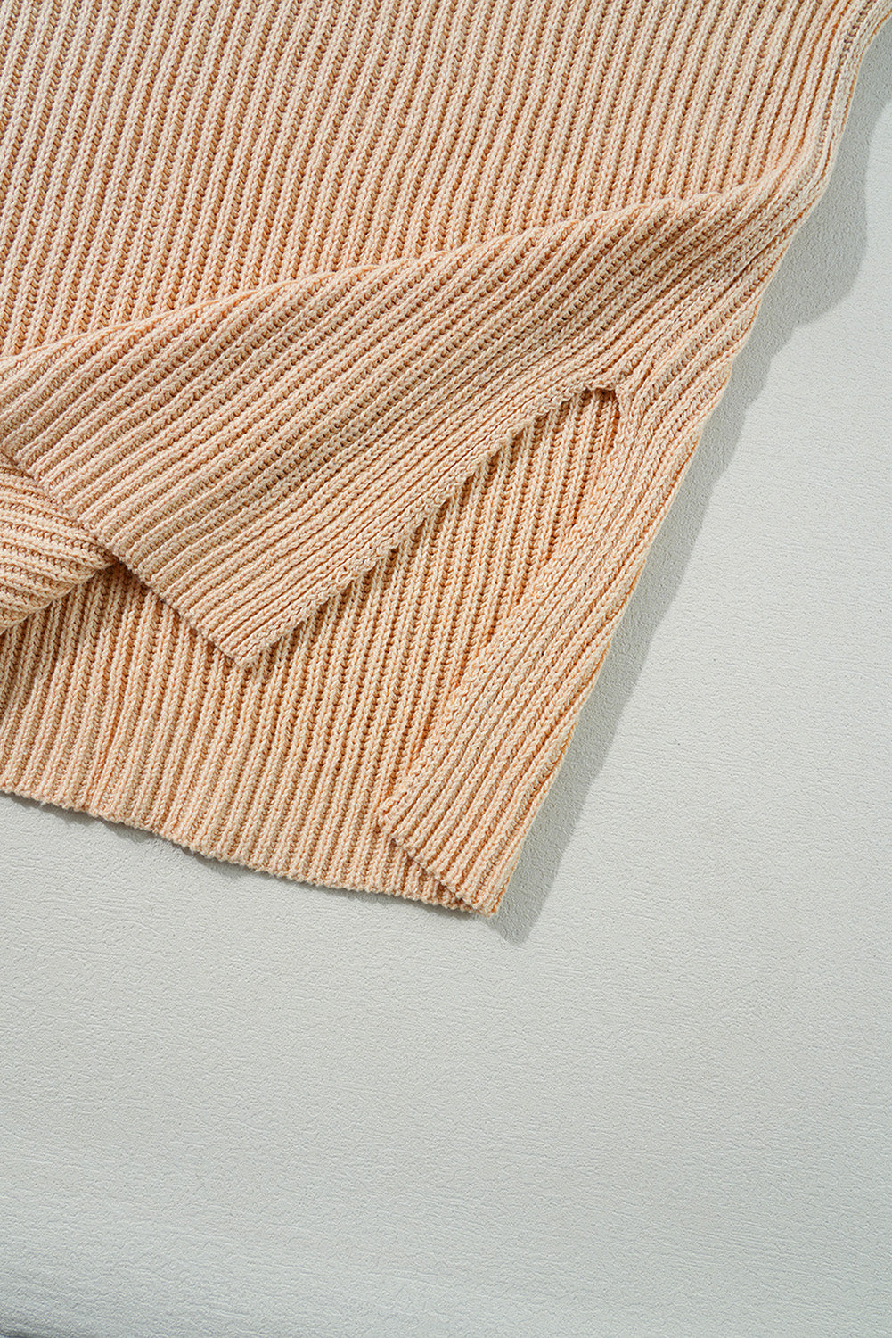 Apricot Cable Knit Drop Shoulder Side Slits Loose Sweater-Chaelisa's New Jammies