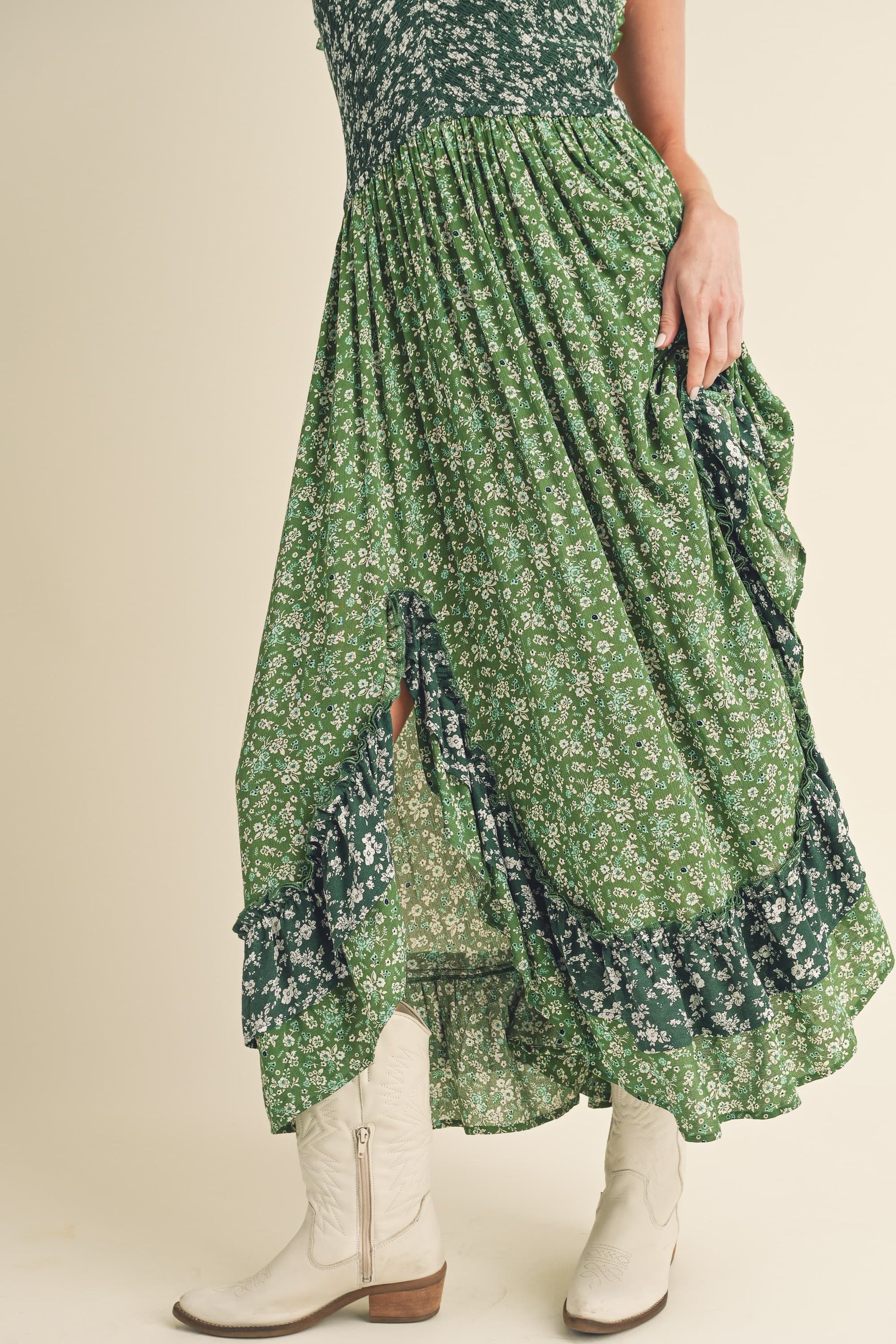 Aemi + Co Ditsy Floral Ruffled Hem Maxi Cami Dress-Chaelisa's New Jammies
