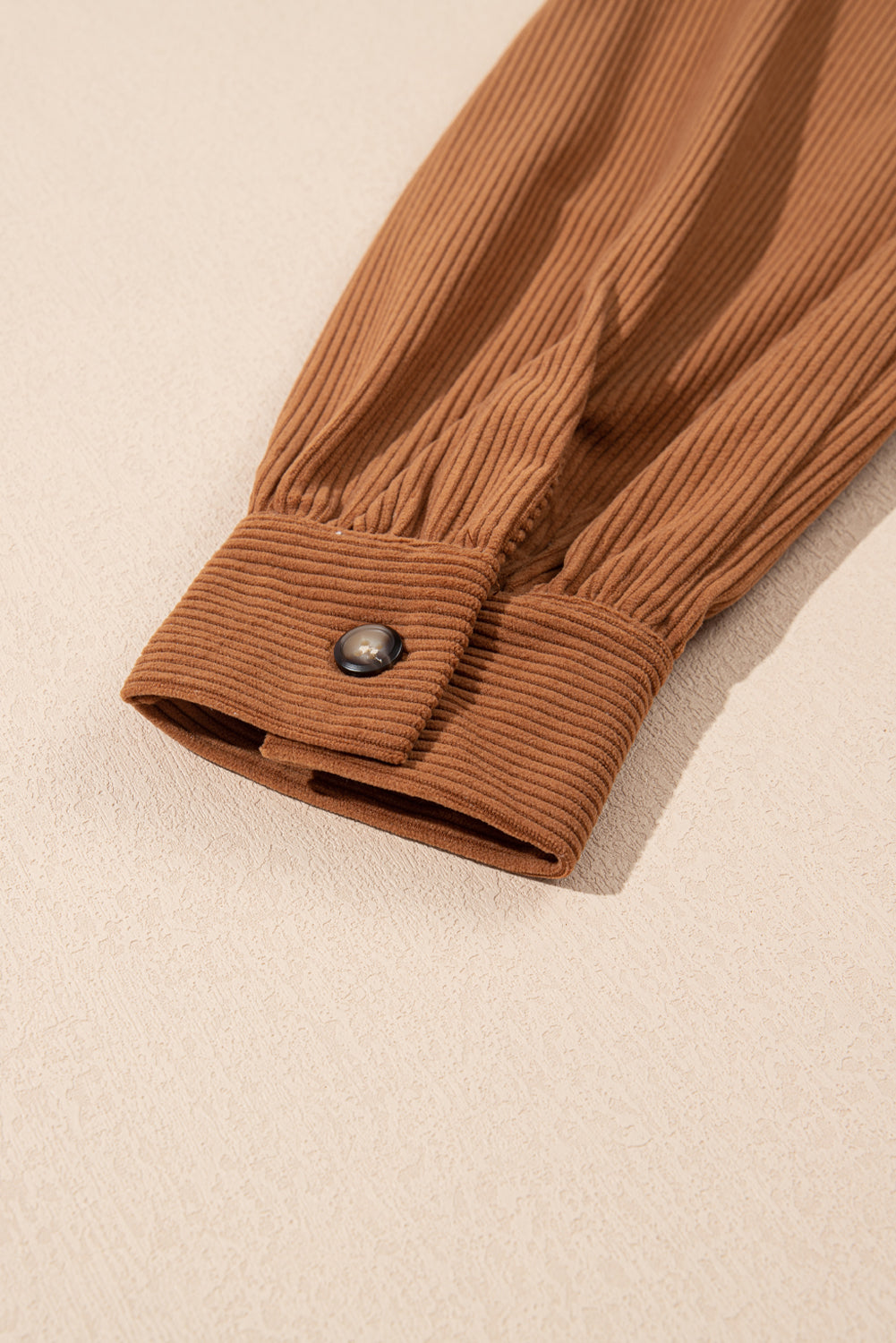 Cinnamon Corduroy Flap Pocket Button Up Round Hem Shacket-Chaelisa's New Jammies