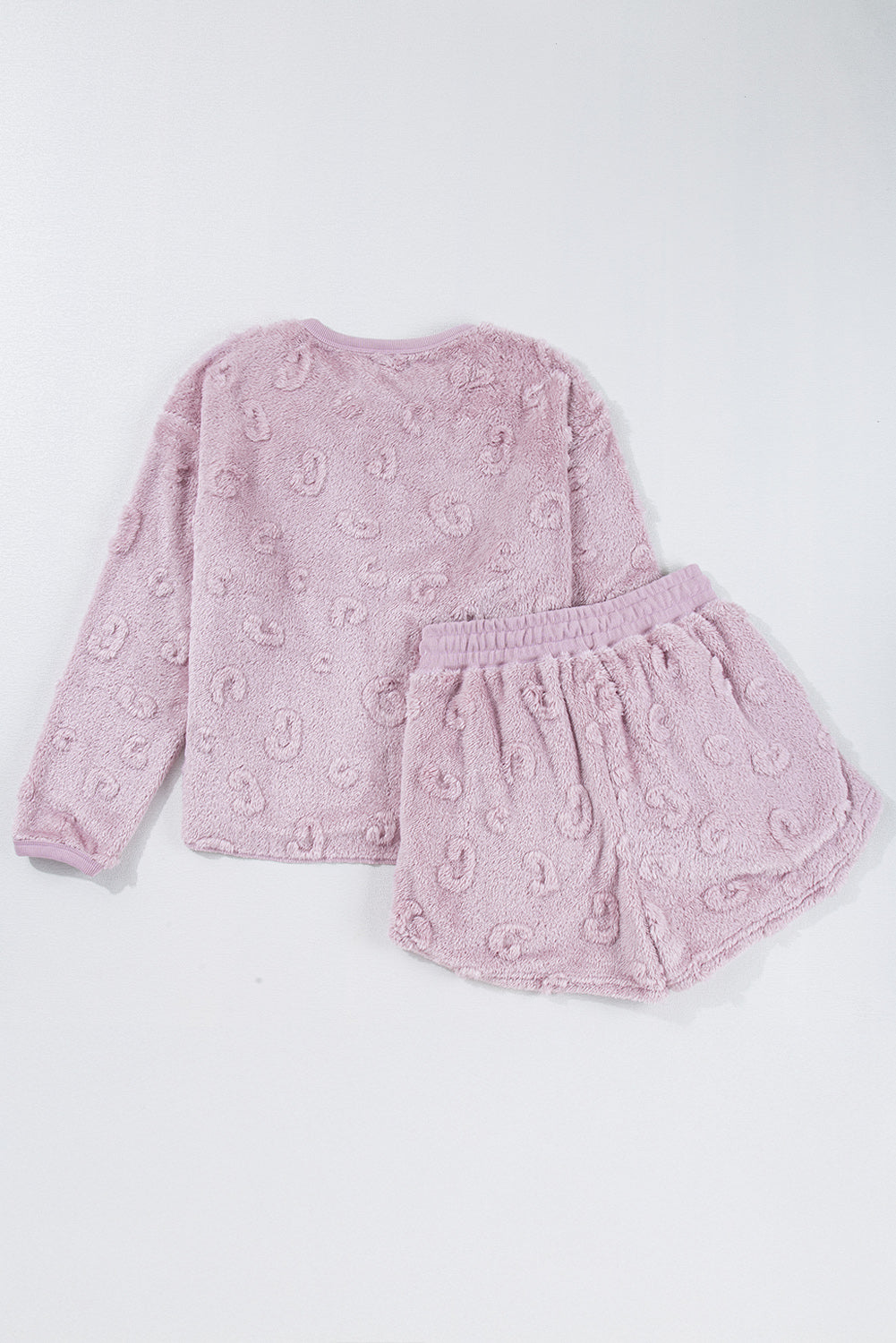 Lavendula Textured Leopard Fleece Loose Two Piece Lounge Set-Chaelisa's New Jammies