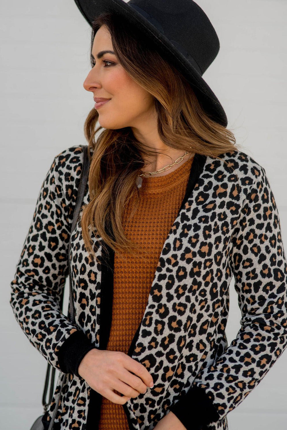 Black Leopard Patched Pocket Open Front Cardigan-Chaelisa's New Jammies