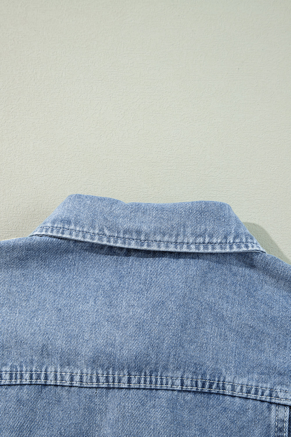 Beau Blue Ruffle Raw Hem Flap Pockets Denim Jacket-Chaelisa's New Jammies