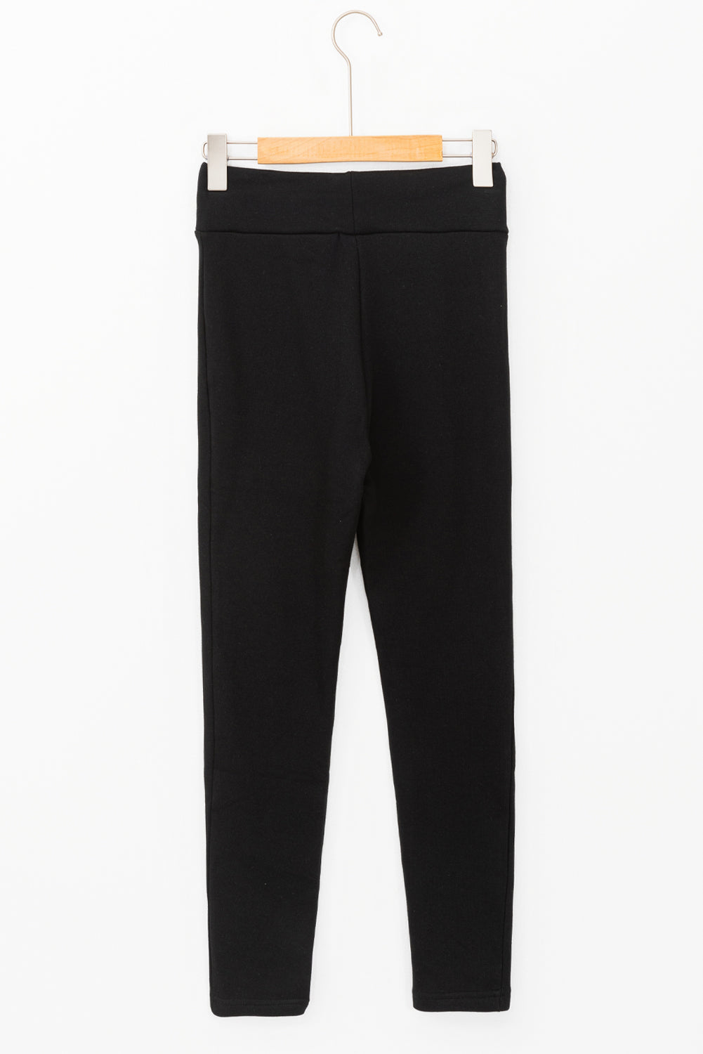 Black Solid Drawstring Waist Thermal Lined Leggings-Chaelisa's New Jammies