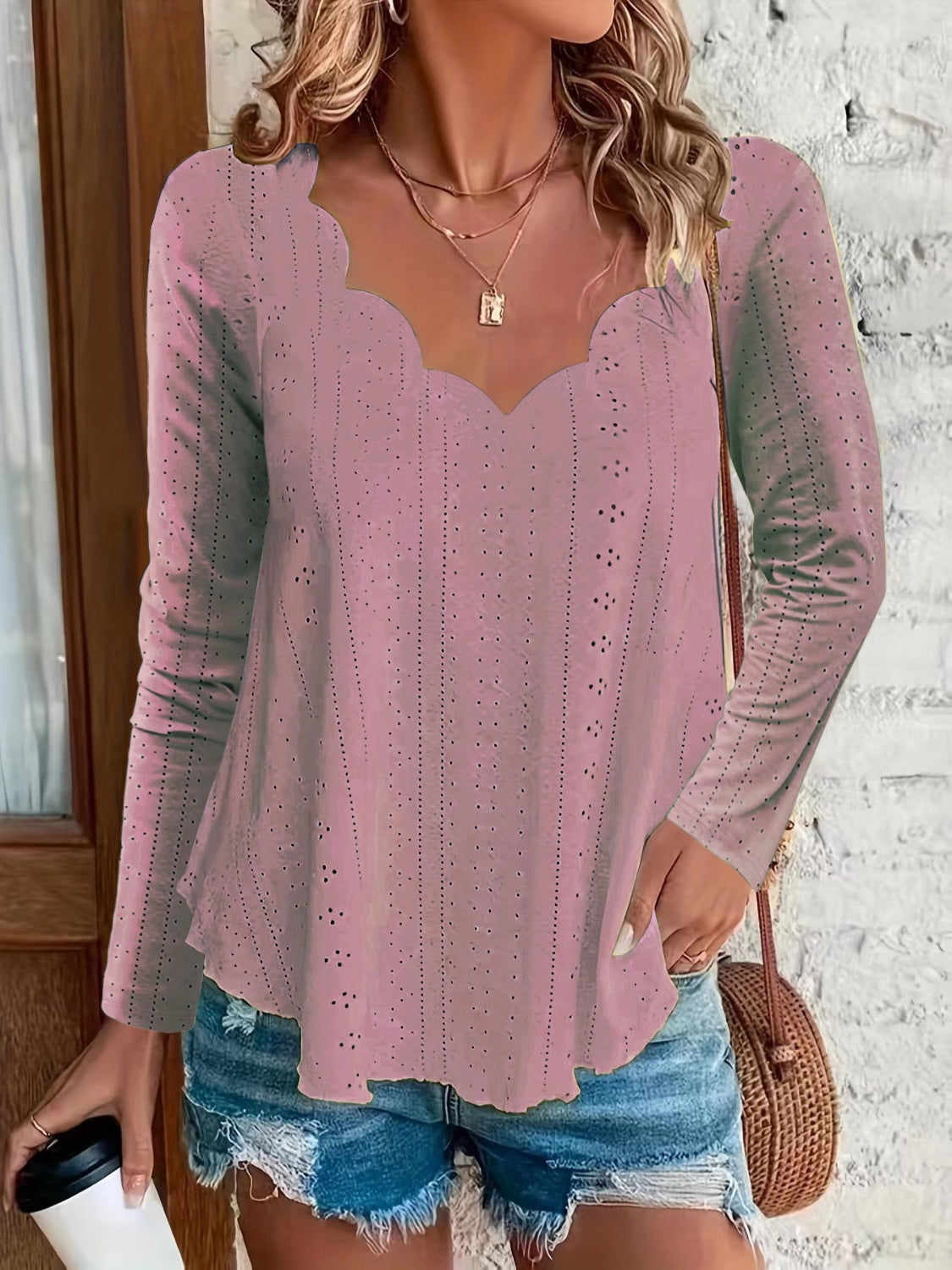 Eyelet Long Sleeve Blouse-Chaelisa's New Jammies