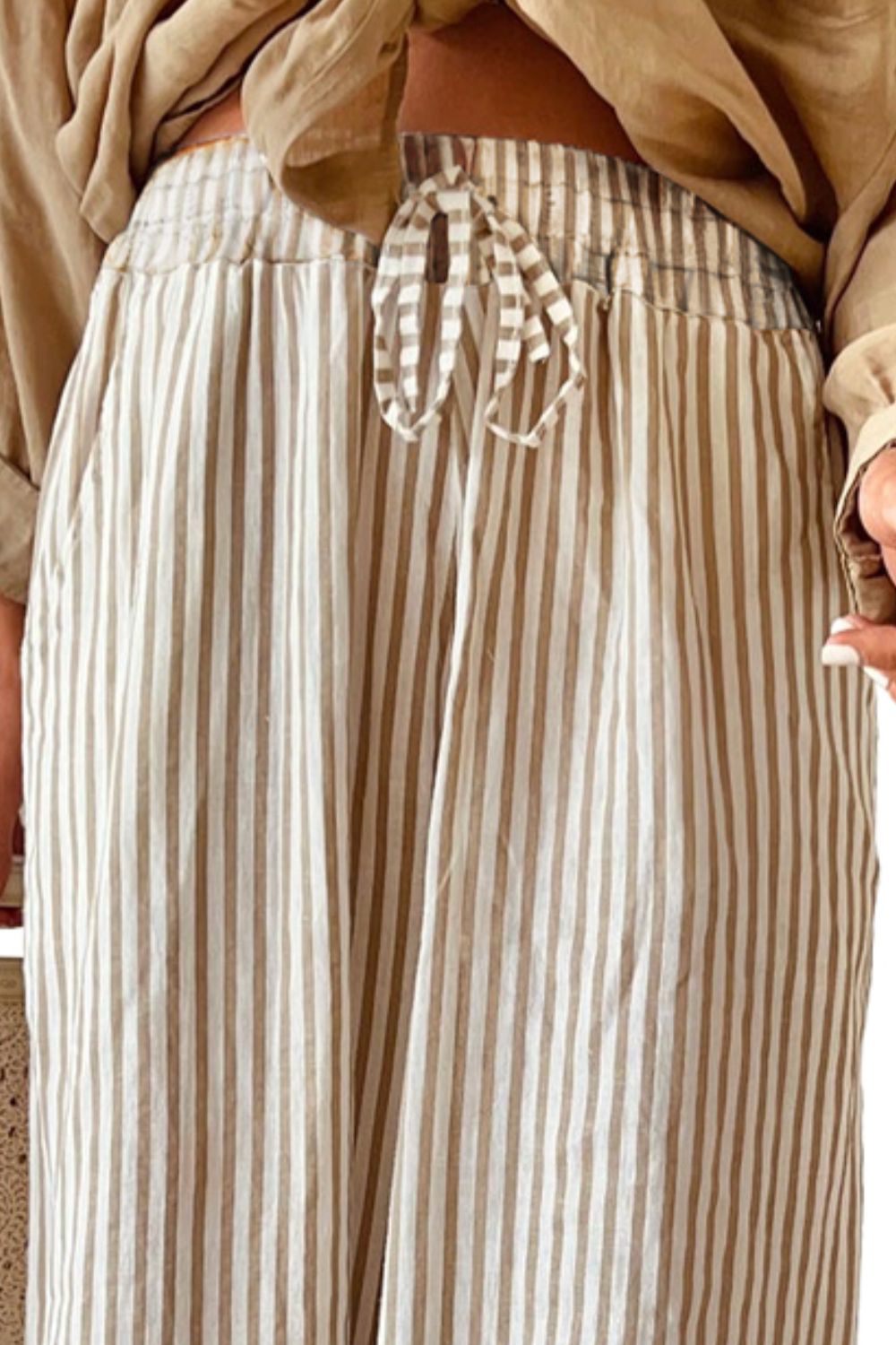 Pocketed Striped Wide Leg Pants-Chaelisa's New Jammies