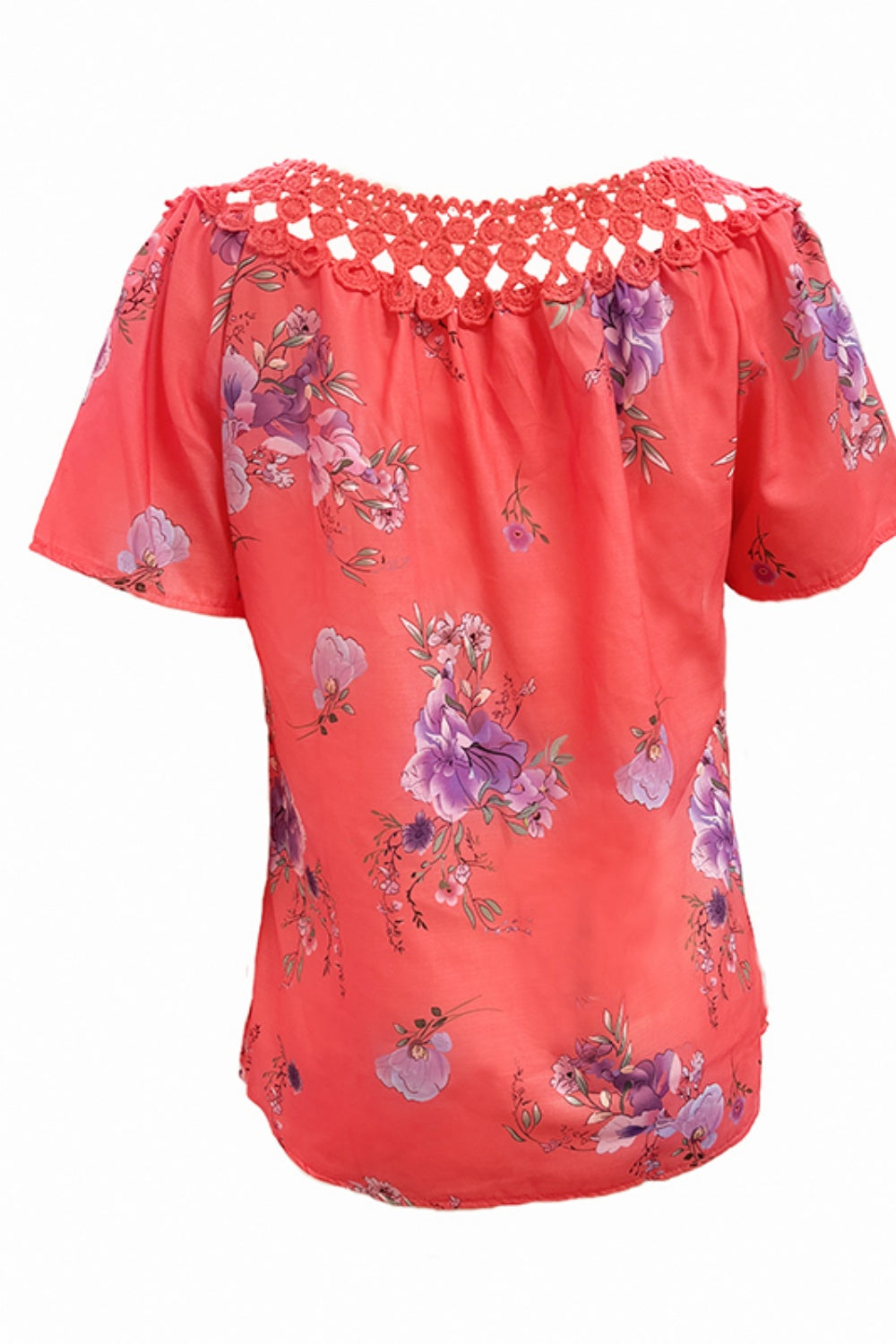 Full Size Printed Tie Neck Short Sleeve Blouse-Chaelisa's New Jammies