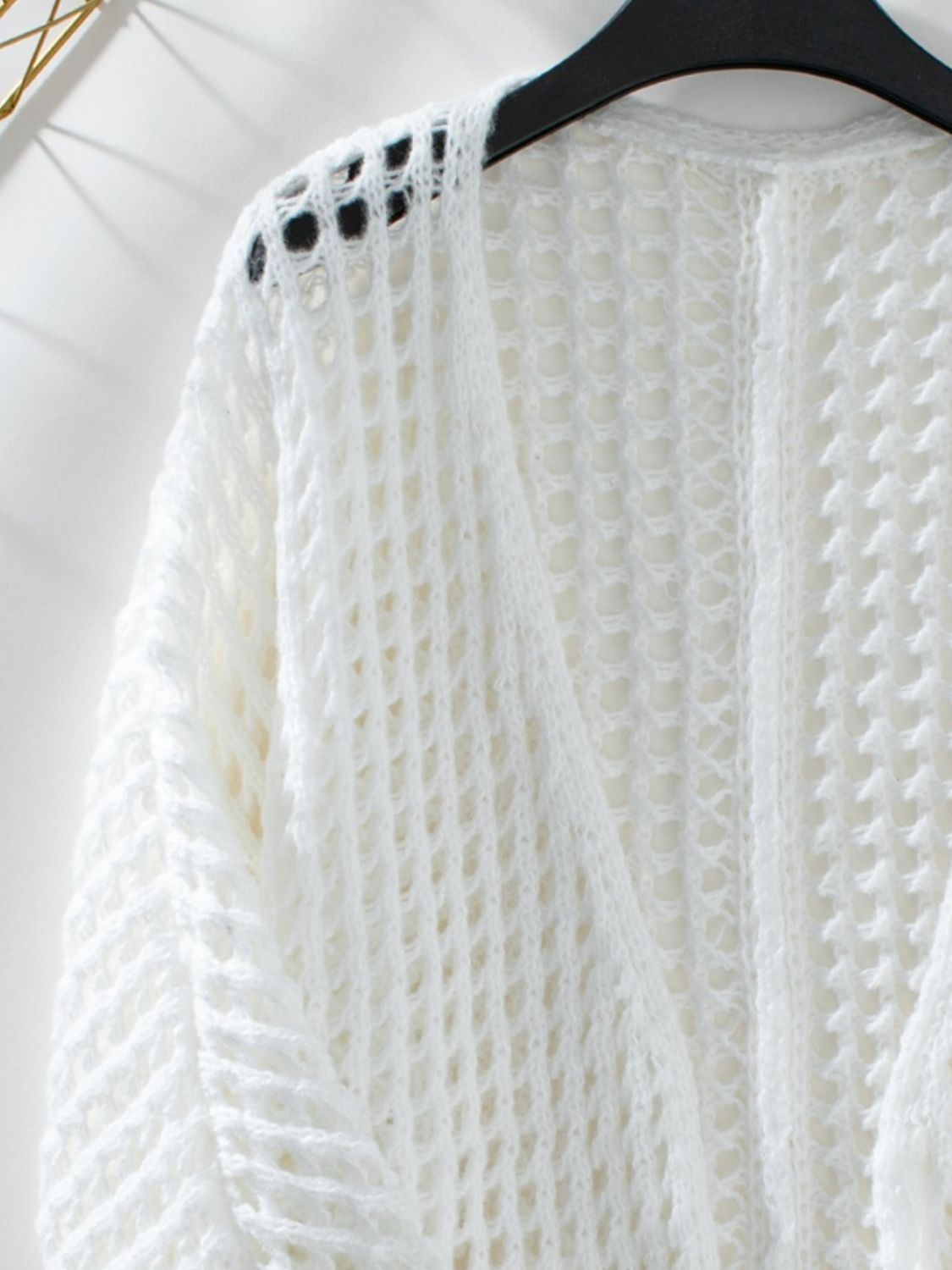 Openwork Open Front Long Sleeve Cardigan-Chaelisa's New Jammies