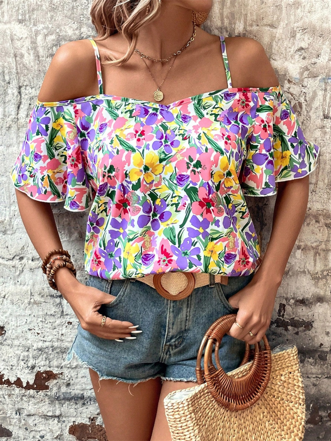Floral Half Sleeve Blouse-Chaelisa's New Jammies