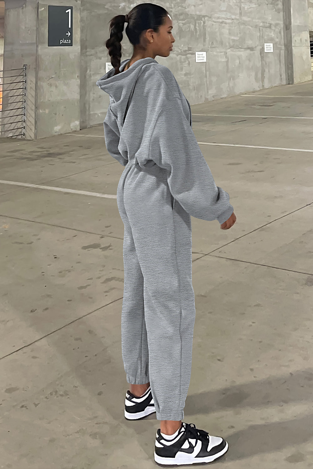 Gray Solid Drop Shoulder Hoodie and Joggers Activewear Set-Chaelisa's New Jammies