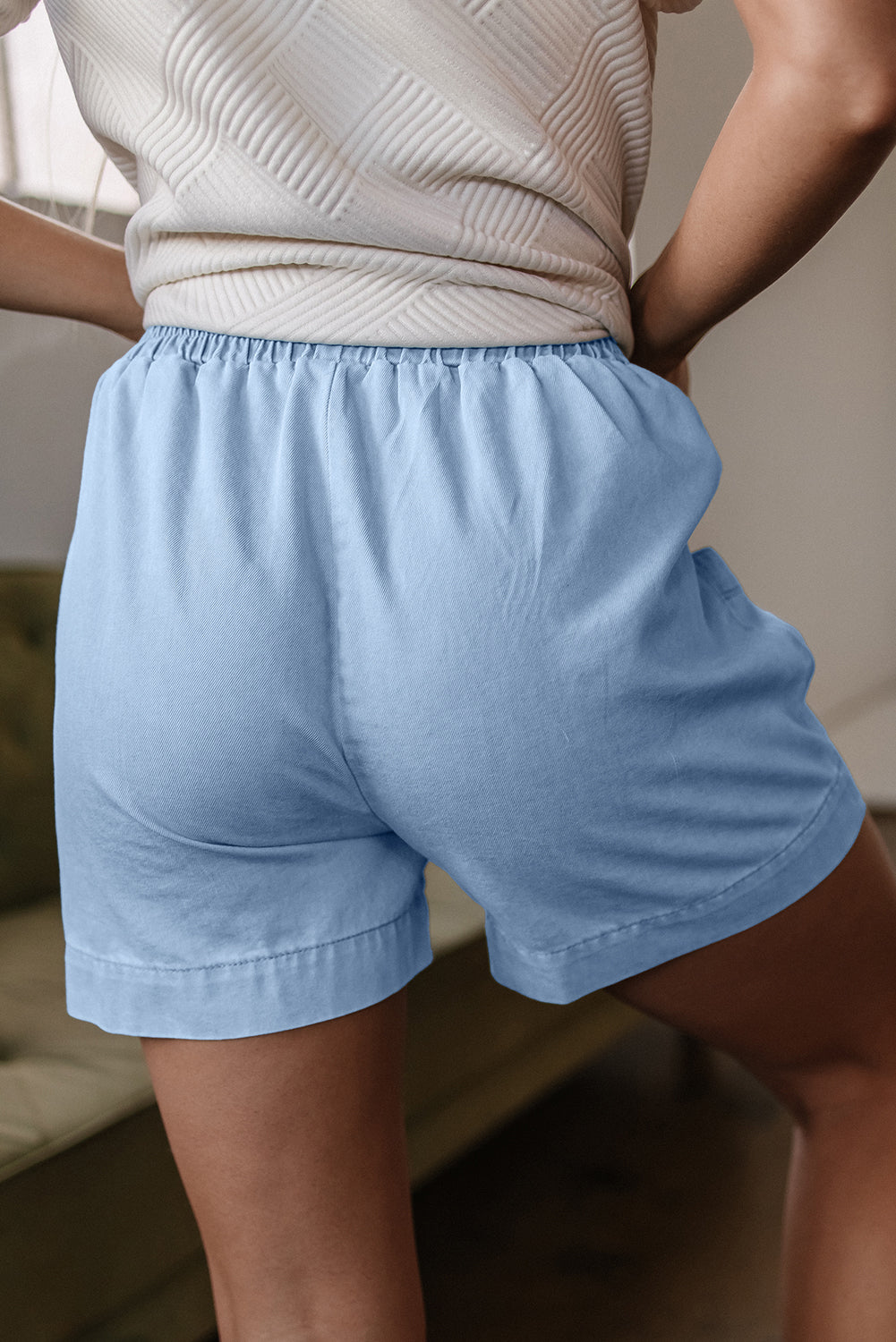 Beau Blue Light Wash Pocketed Wide Leg Denim Shorts-Chaelisa's New Jammies