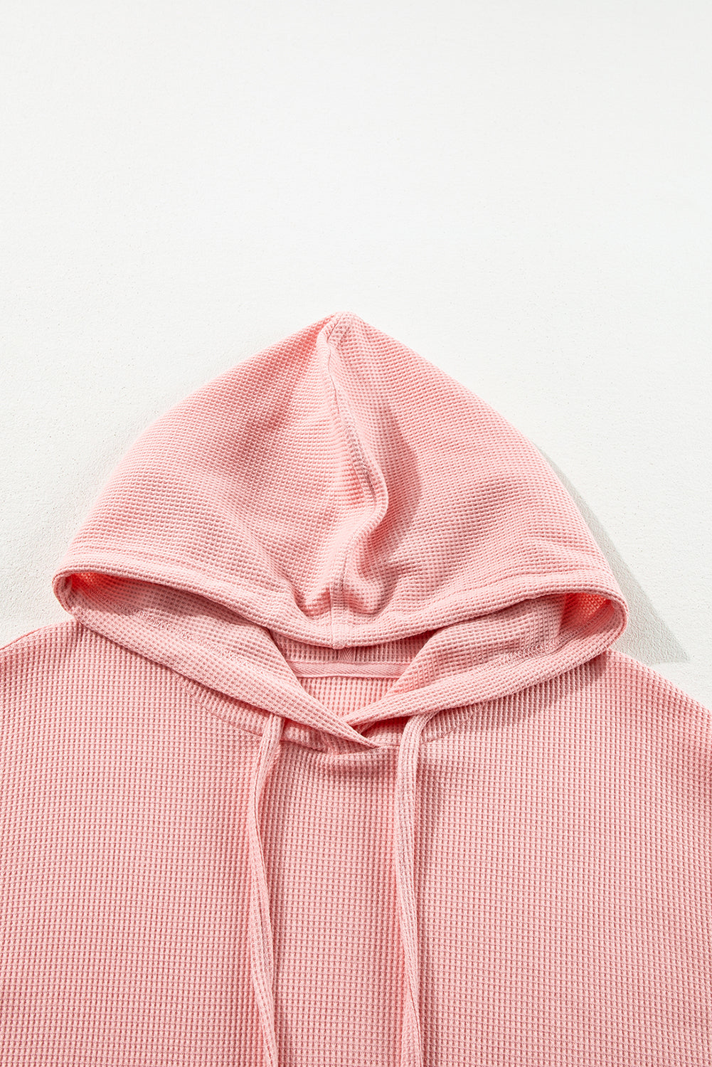 Light Pink Waffle Knit Fleece Lined High Low Oversized Hoodie-Chaelisa's New Jammies