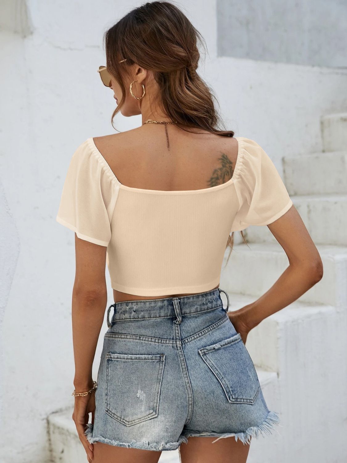 Drawstring Short Sleeve Crop Top-Chaelisa's New Jammies