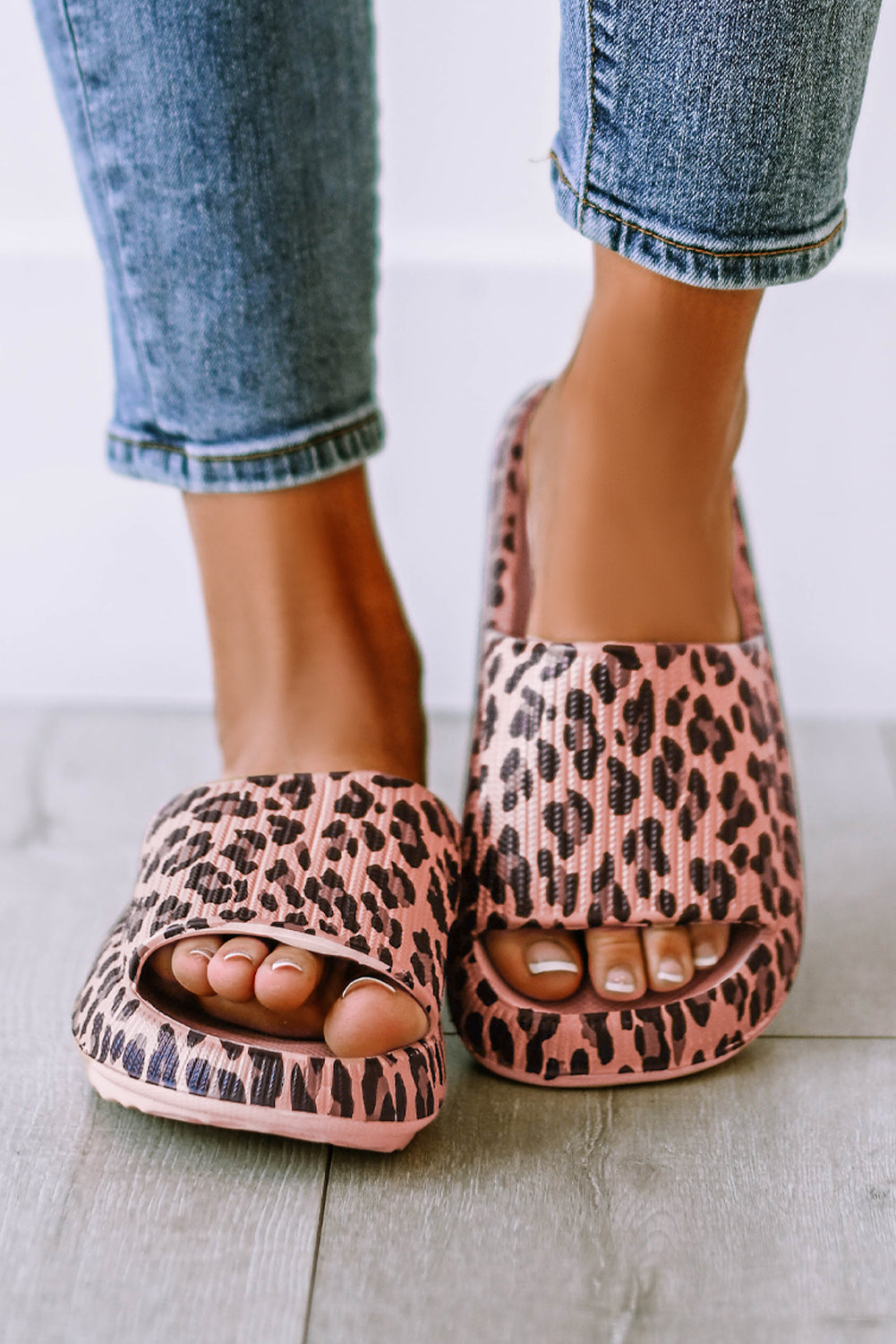 Pink Leopard Print Thick Sole Slip On Slippers-Chaelisa's New Jammies