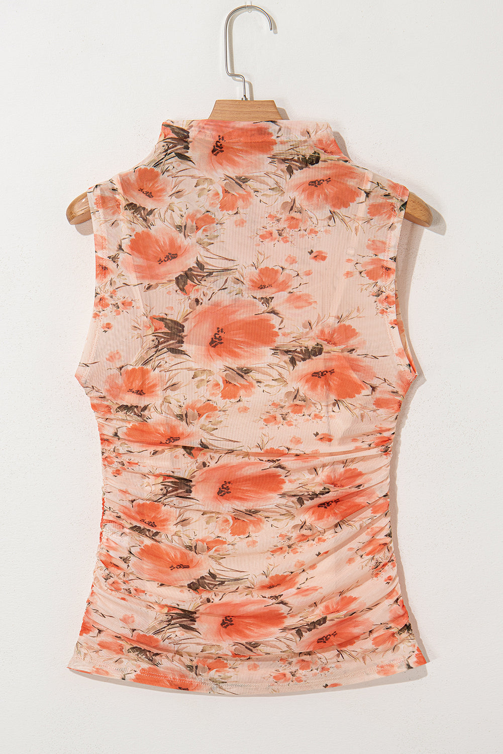 Red Mesh Floral Printed Slim Fit Tank Top-Chaelisa's New Jammies