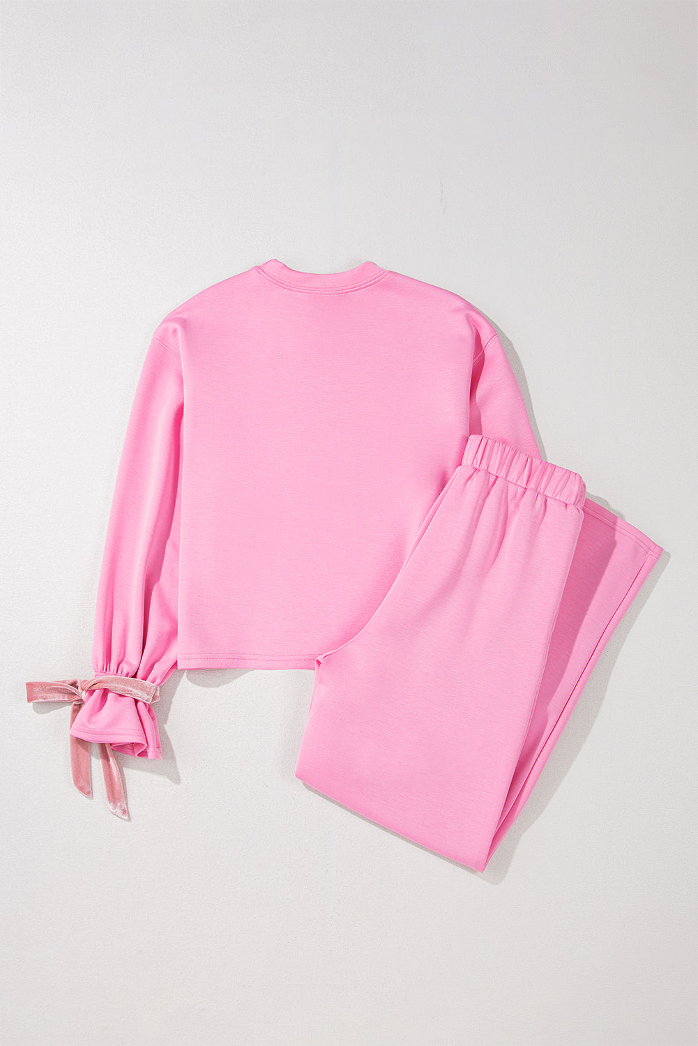 Bonbon Solid Color Drawstring Long Sleeve Top and Pants Set-Chaelisa's New Jammies