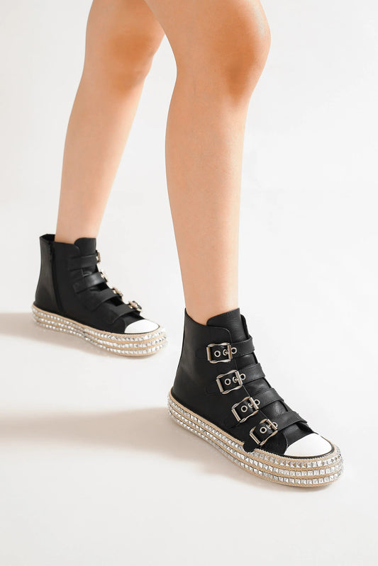 Beast Fashion Multi-Buckle Straps Studded Platform Sneakers-Chaelisa's New Jammies