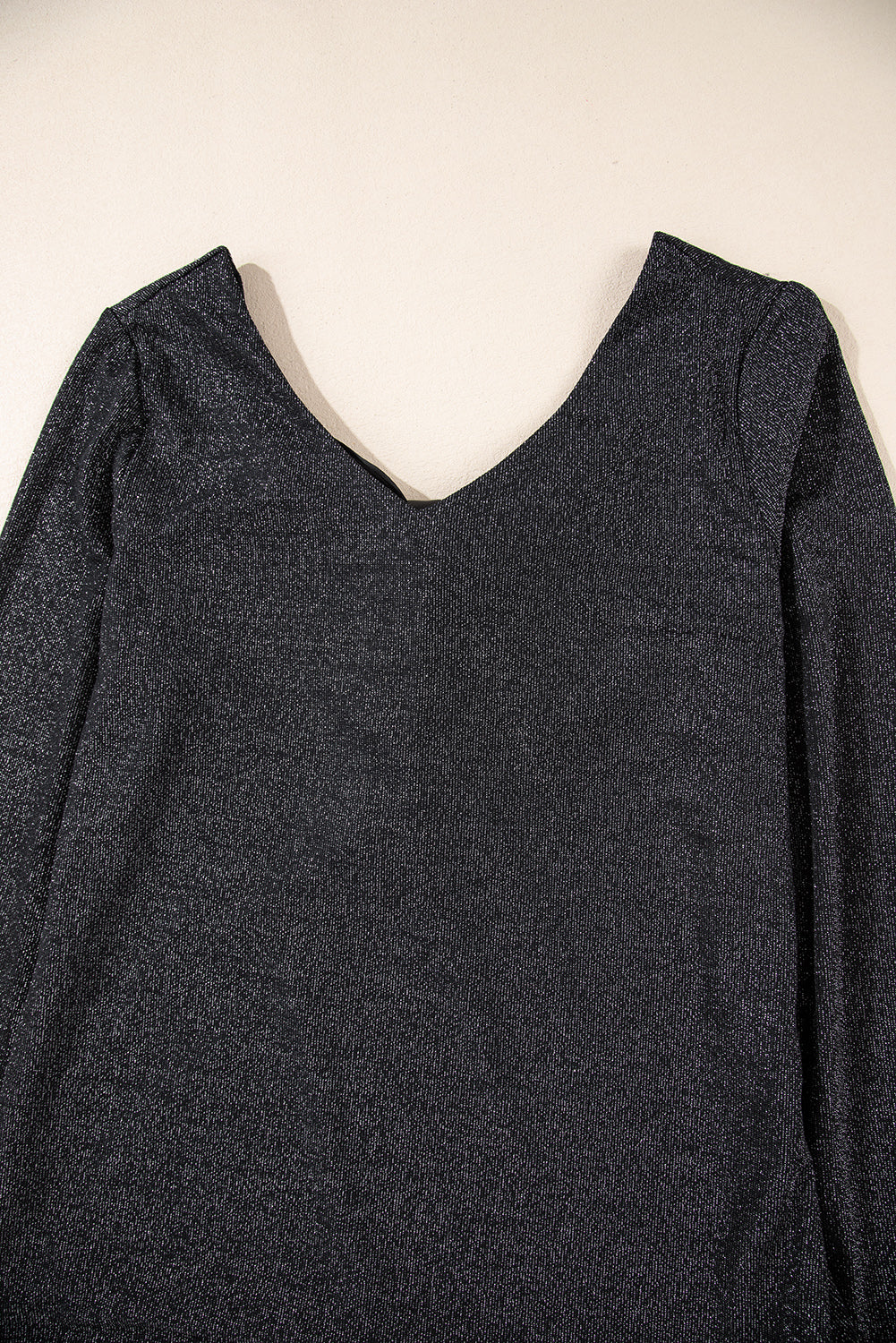 Black Metallic Bowknot Open Back V Neck Top-Chaelisa's New Jammies