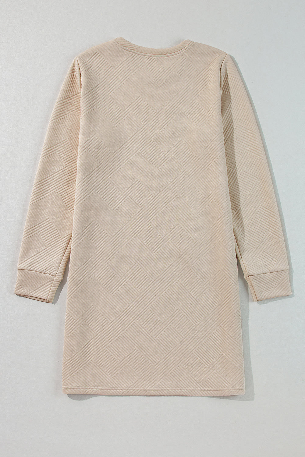 Apricot Solid Color Textured Long Sleeve Shift Dress-Chaelisa's New Jammies