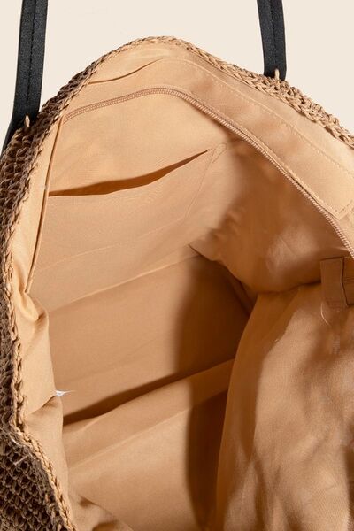 Fame Faux Leather Handle Knitted Tote Bag-Chaelisa's New Jammies