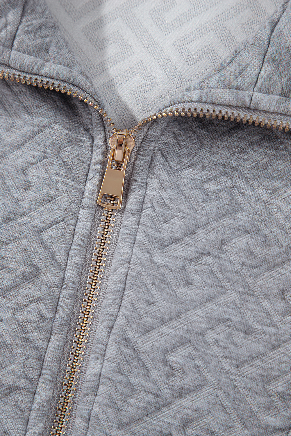 Gray Solid Textured Half Zipper Collared Sweatshirt-Chaelisa's New Jammies