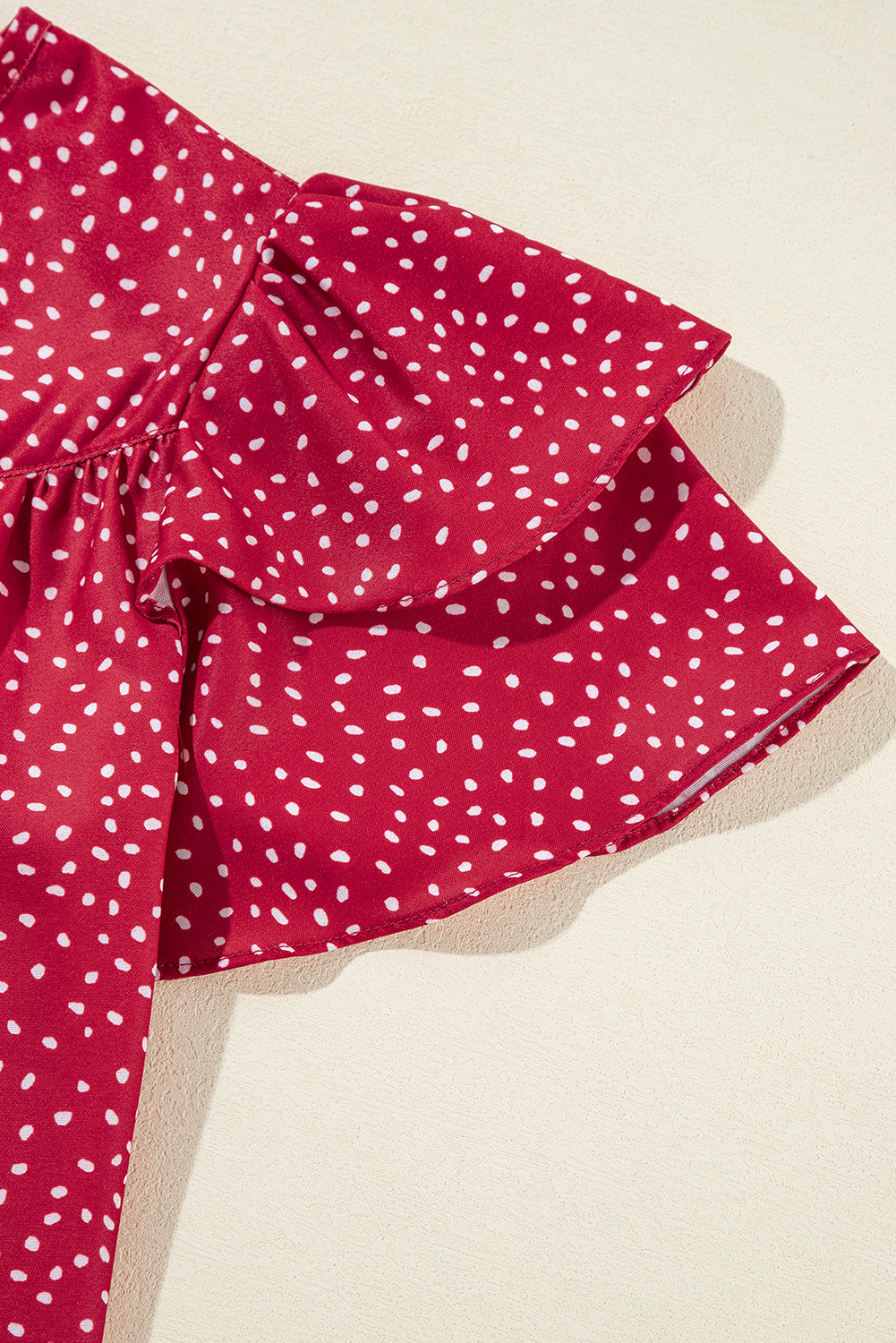 Laurel Green Spotted Print Pleated Ruffle Sleeve Blouse-Chaelisa's New Jammies
