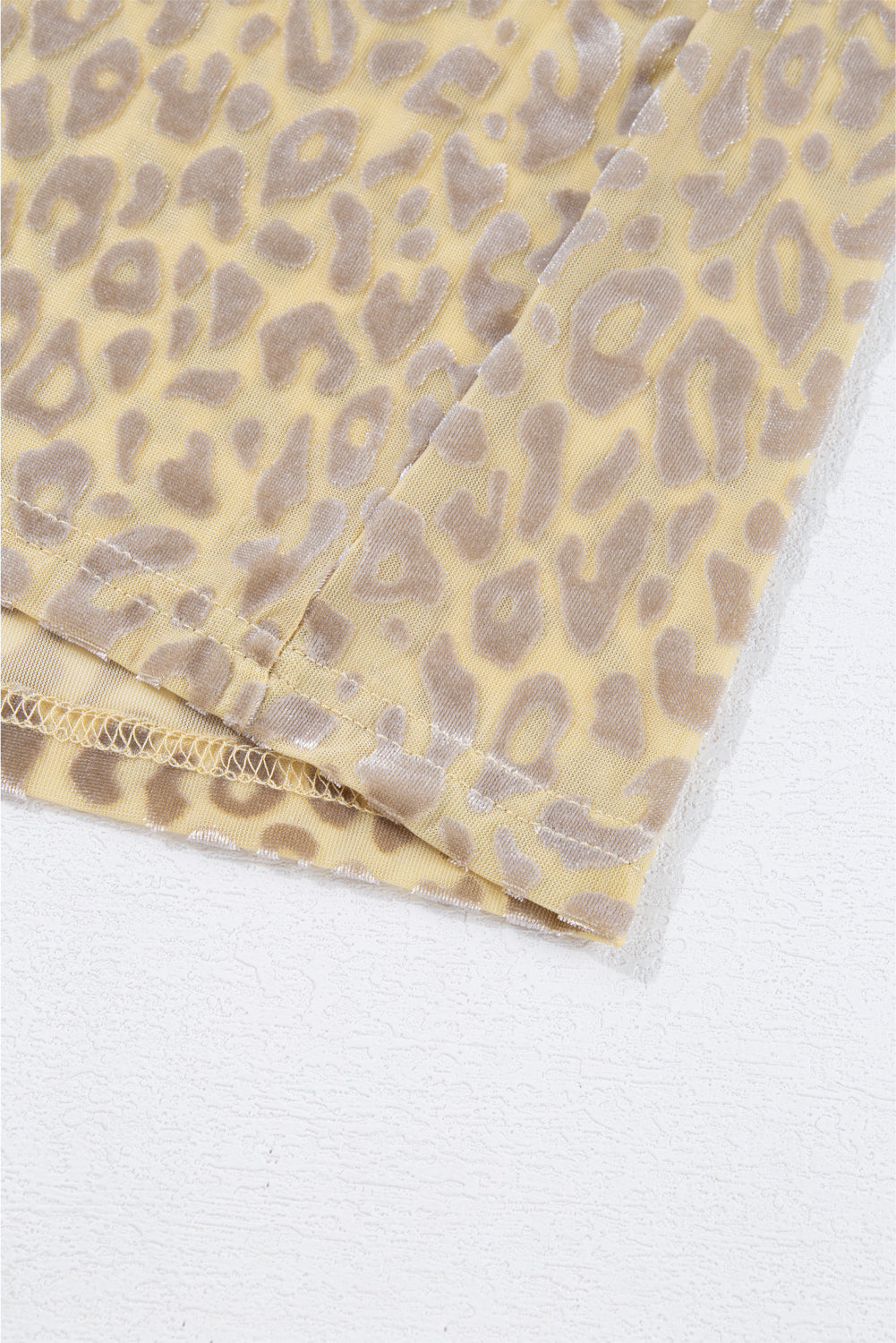 Beige Leopard Velvet Burnout Off Shoulder Long Sleeve Blouse-Chaelisa's New Jammies