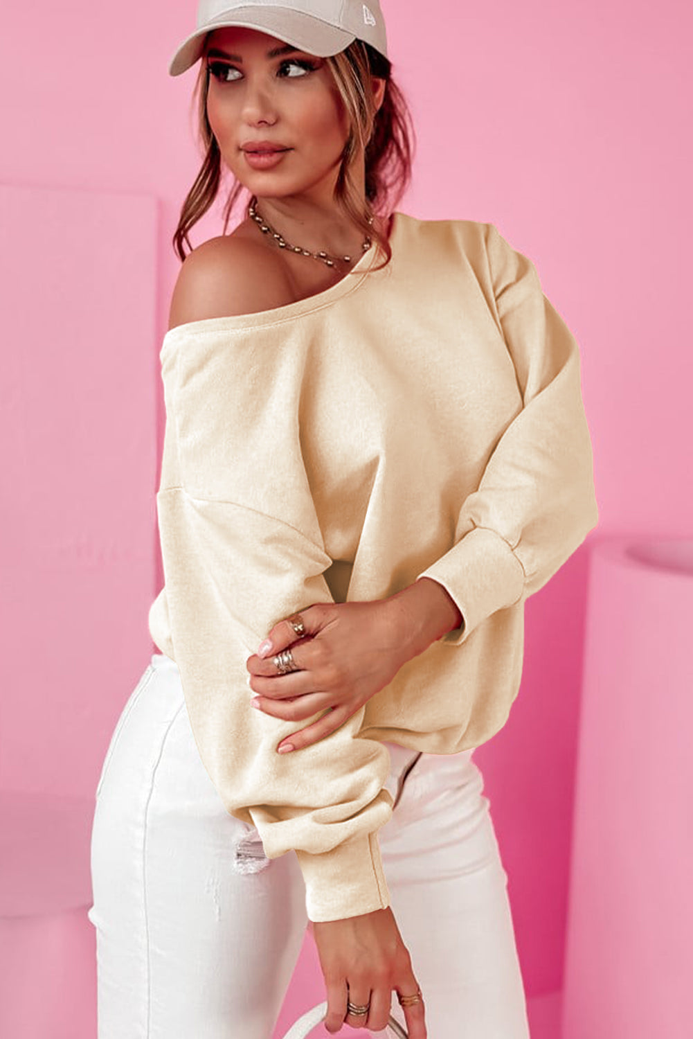 Apricot Bowknot Dewback Round Neck Sweatshirt-Chaelisa's New Jammies
