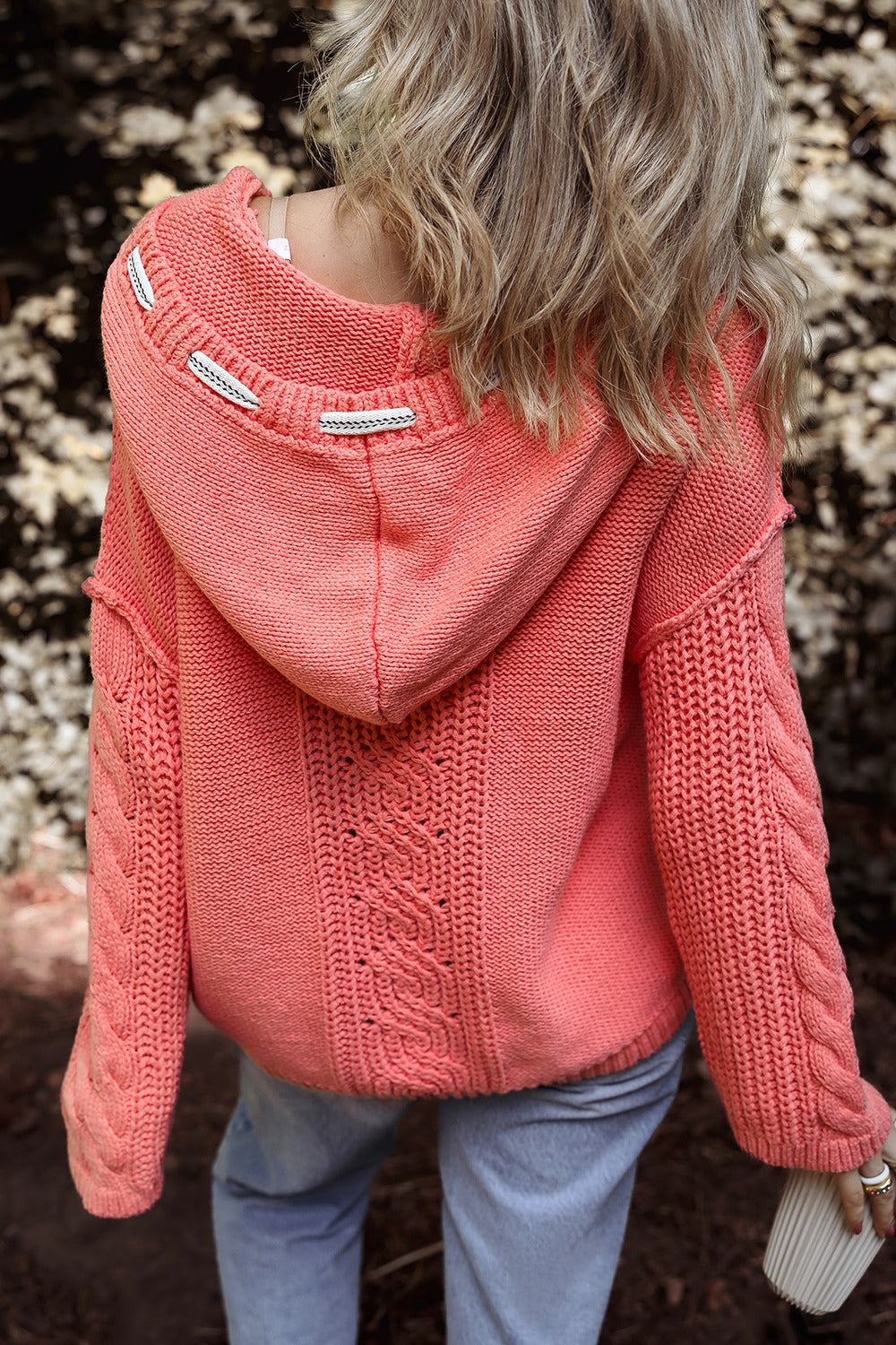 Drawstring Cable-Knit Hooded Sweater-Chaelisa's New Jammies