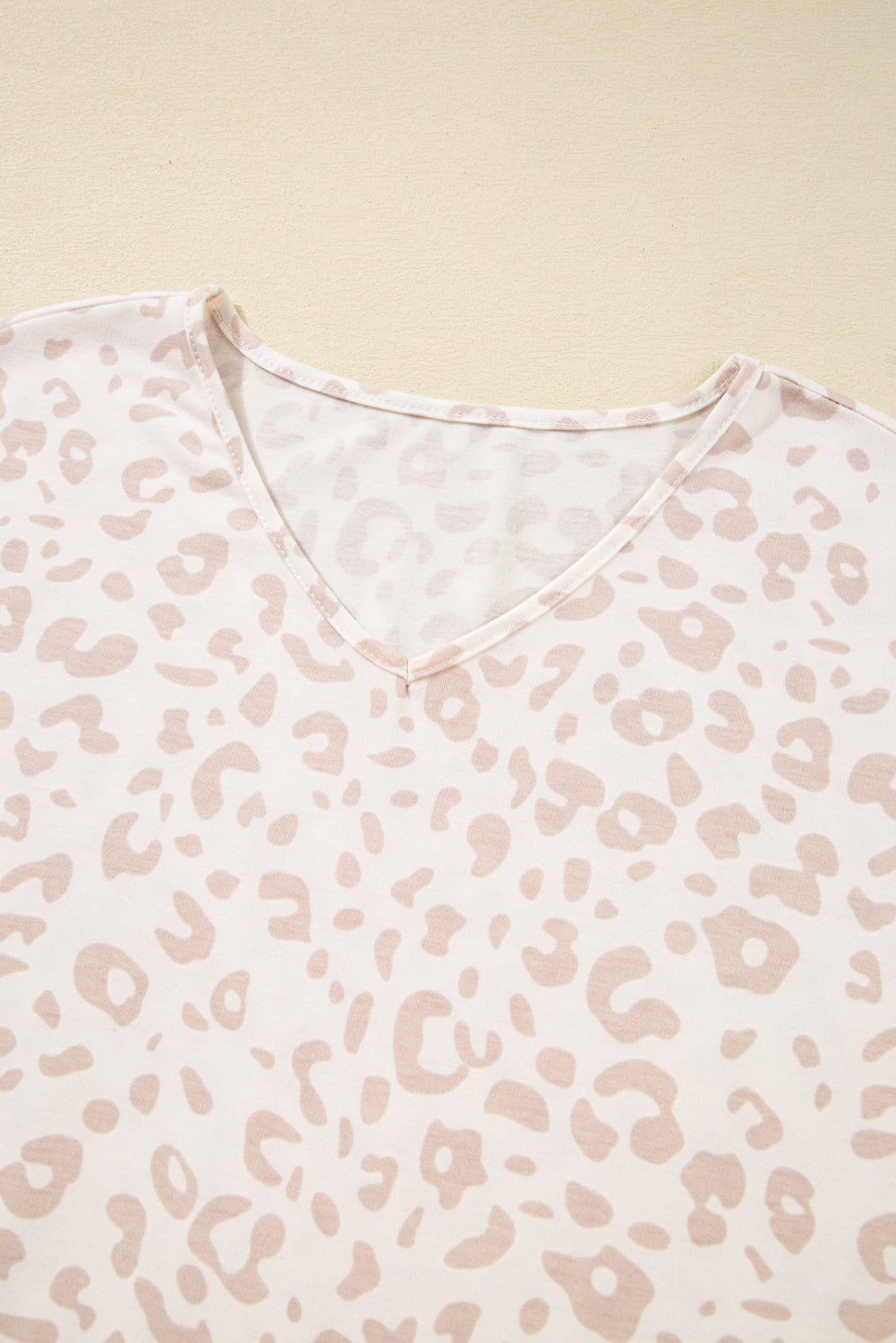 Beige Cheetah V Neck Tee and Pants Lounge Set-Chaelisa's New Jammies