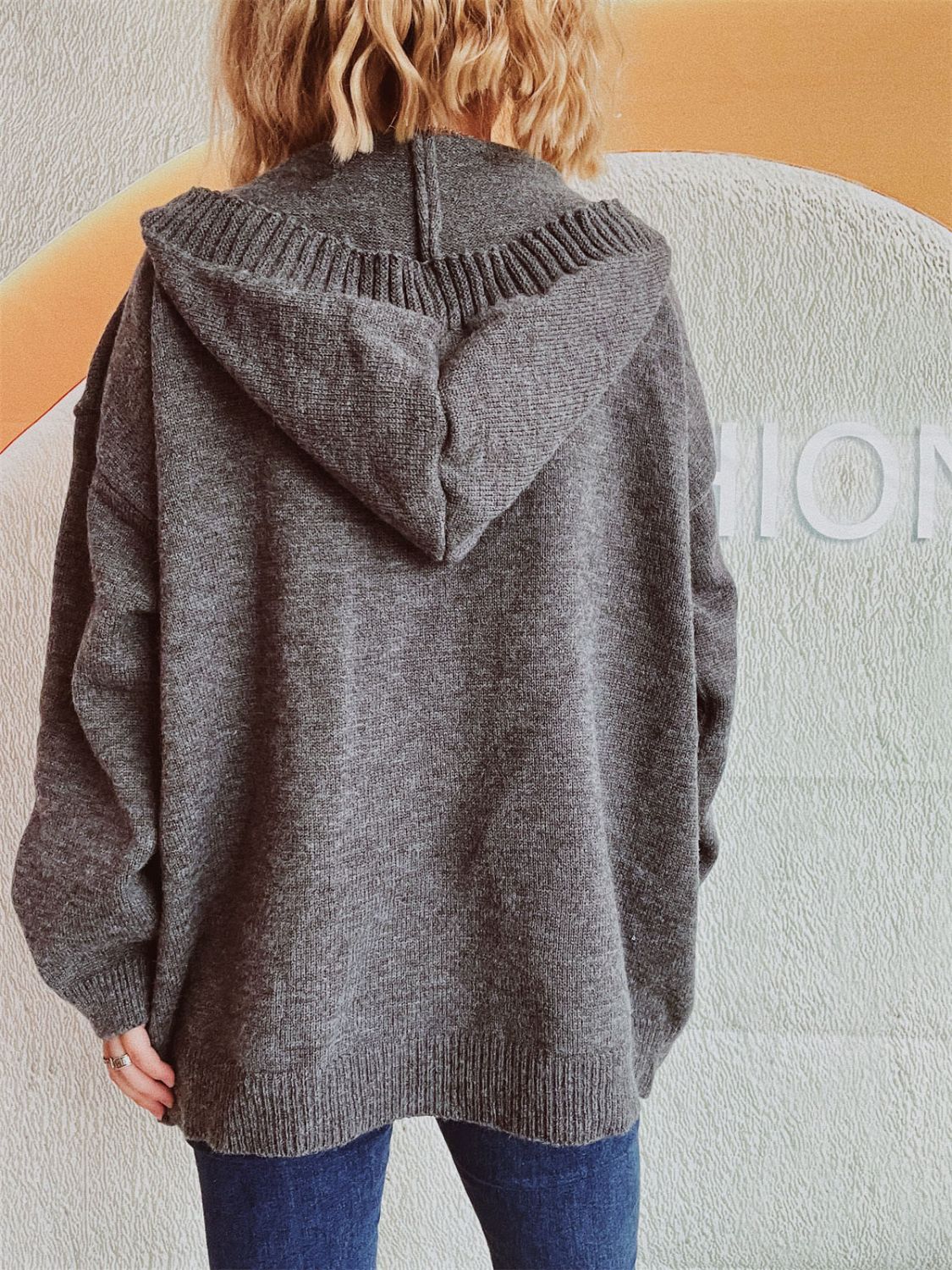 Dropped Shoulder Long Sleeve Hooded Cardigan-Chaelisa's New Jammies