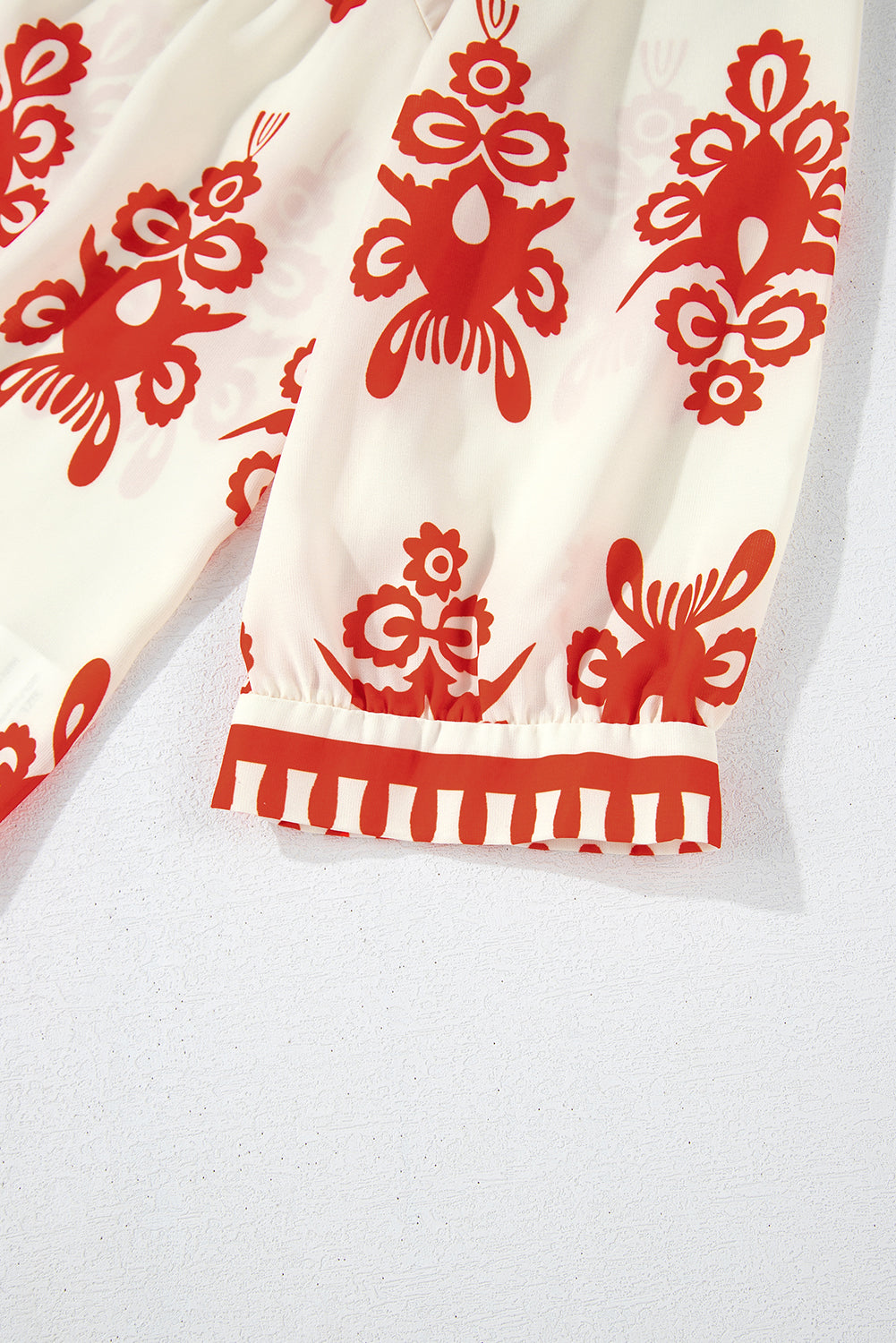 Orange Vintage Geometric Printed 3/4 Sleeve V Neck Blouse-Chaelisa's New Jammies