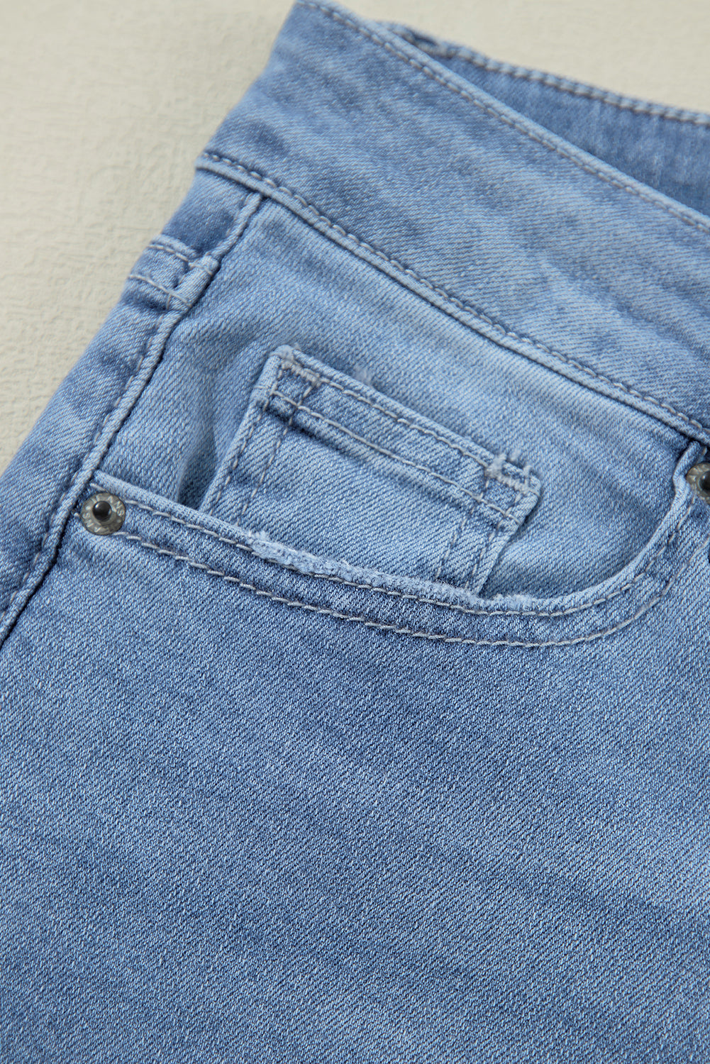 Dusk Blue High Rise Asymmetric Button Zip Fly Ripped Jeans-Chaelisa's New Jammies