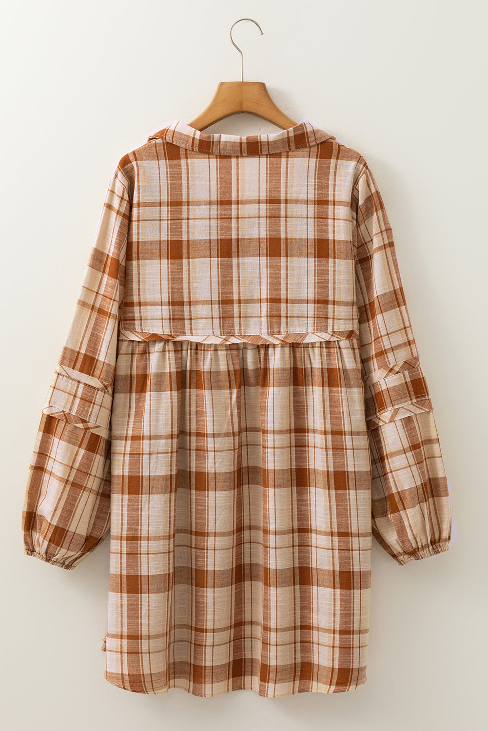 Brown Plaid Print Side Pockets Frilled Babydoll Mini Dress-Chaelisa's New Jammies