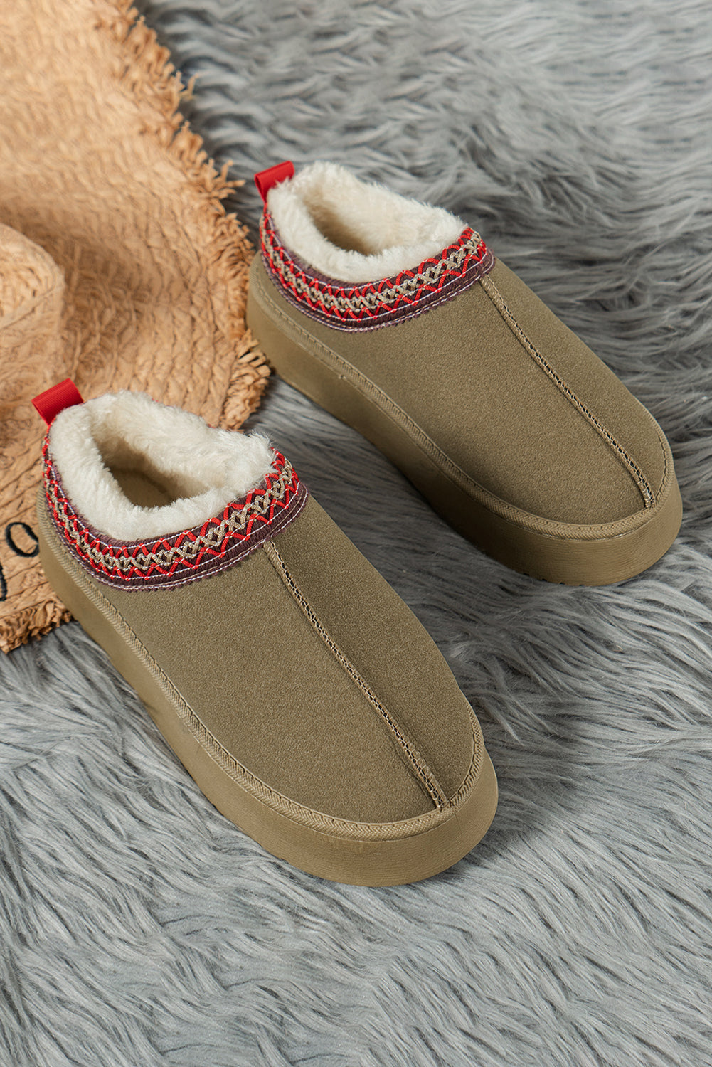 Sage Green Contrast Print Suede Plush Lined Snow Boots-Chaelisa's New Jammies
