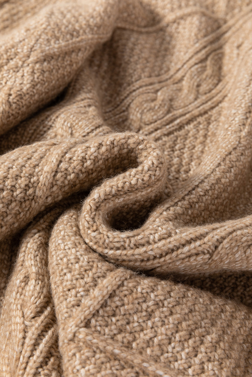 Parchment Cable Knit Drop Shoulder Loose Fit Sweater Dress-Chaelisa's New Jammies