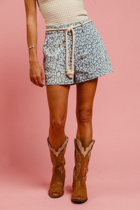 BiBi Rope Belt Leopard Shorts-Chaelisa's New Jammies