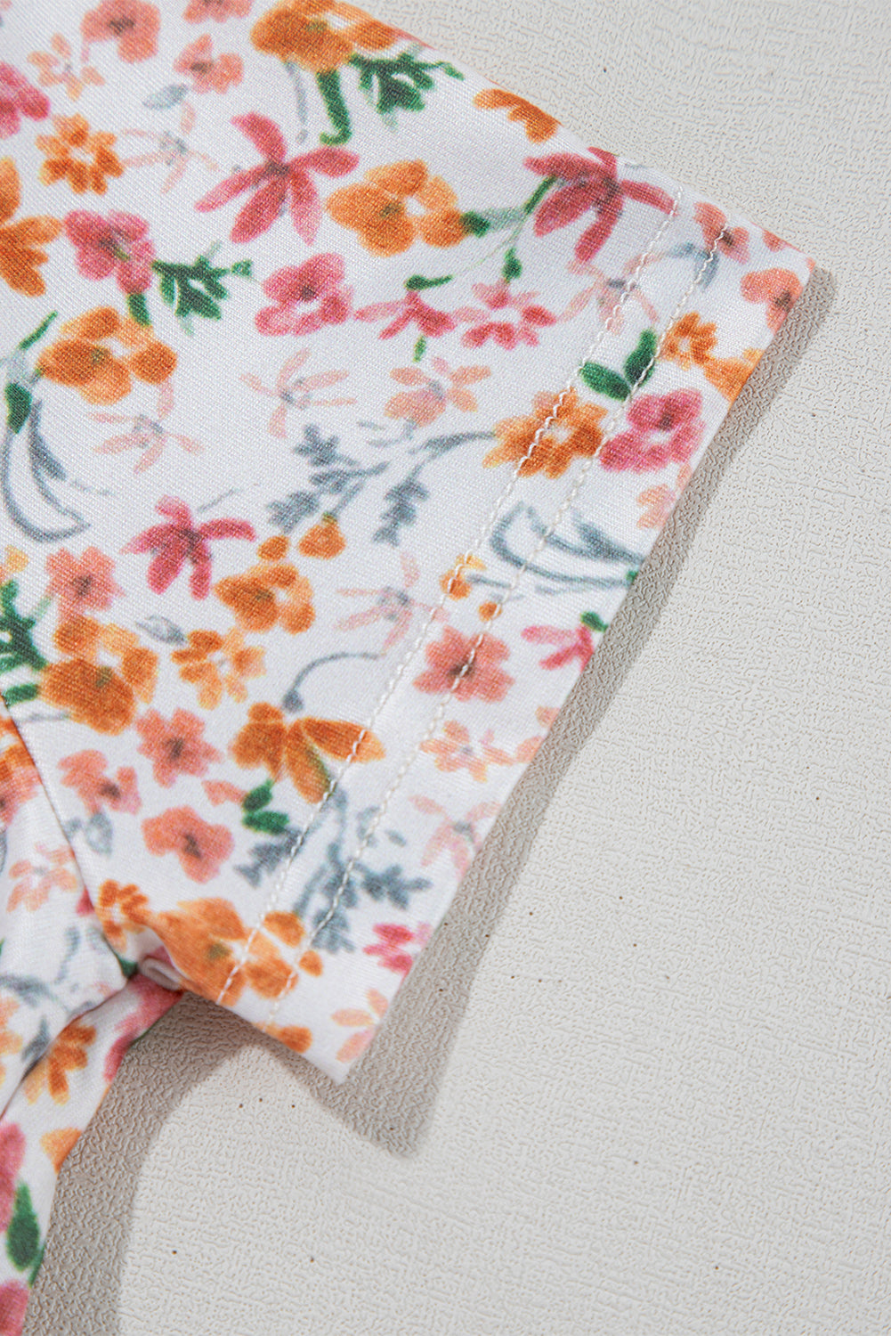 Orange Short Sleeve Floral Ruched Sweetheart Bodysuit-Chaelisa's New Jammies