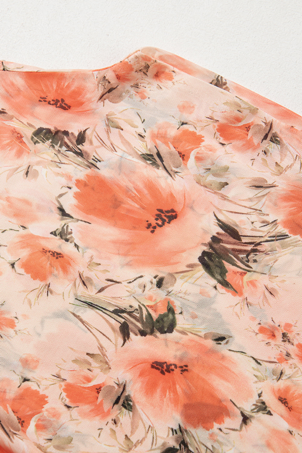 Red Mesh Floral Printed Slim Fit Tank Top-Chaelisa's New Jammies