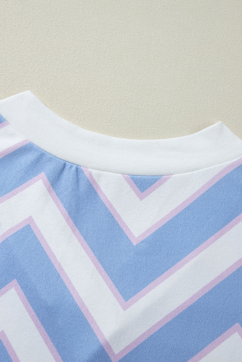Sky Blue Zigzag Striped Print V Neck Oversized Top-Chaelisa's New Jammies