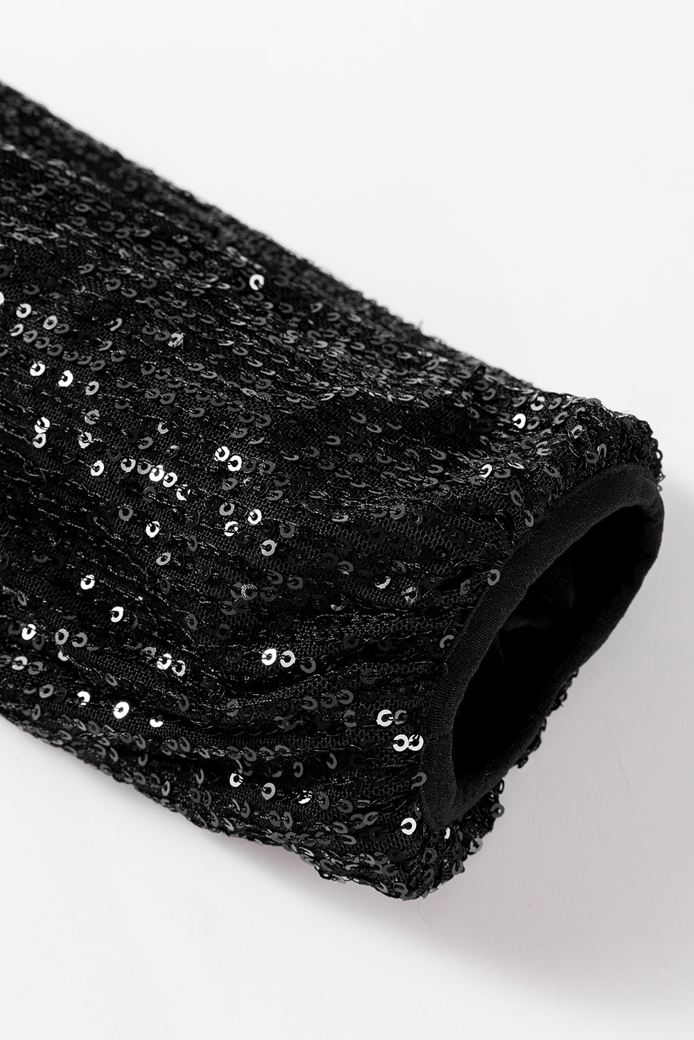 Black Sequin Zip up Round Neck Long Sleeve Jacket-Chaelisa's New Jammies
