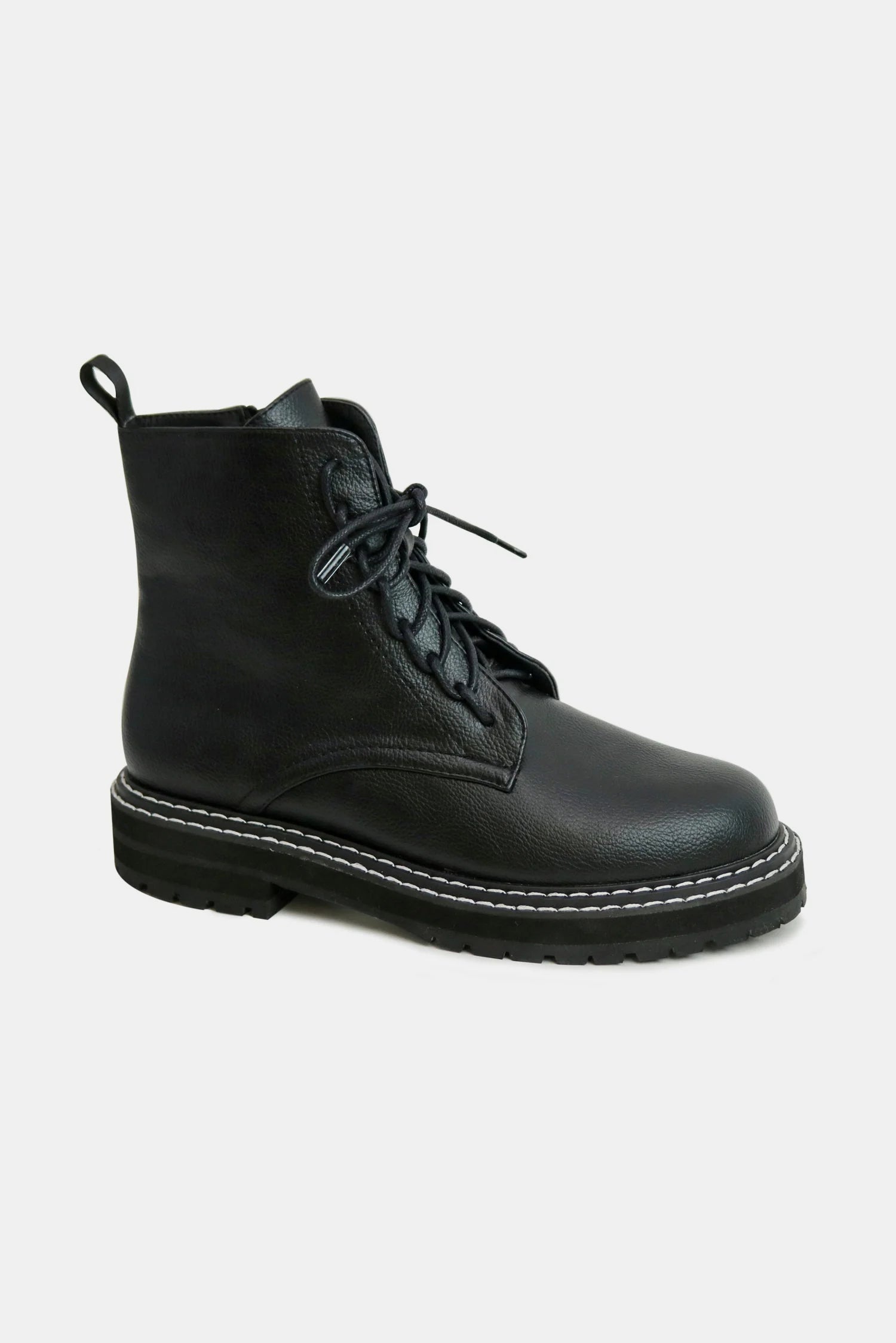 Beast Fashion Faux Leather Lace-Up Boots with Side Zipper-Chaelisa's New Jammies