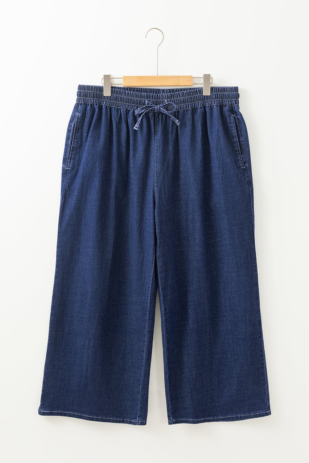 Real Teal Plus Size Drawstring High Waist Wide Leg Casual Jeans-Chaelisa's New Jammies