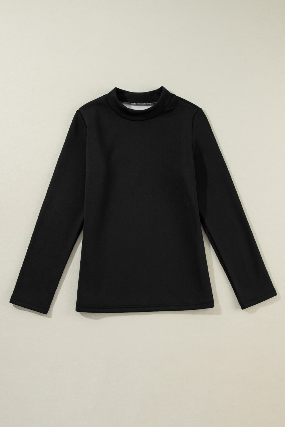Black Mock Neck Thermal Lined Long Sleeve Tee-Chaelisa's New Jammies