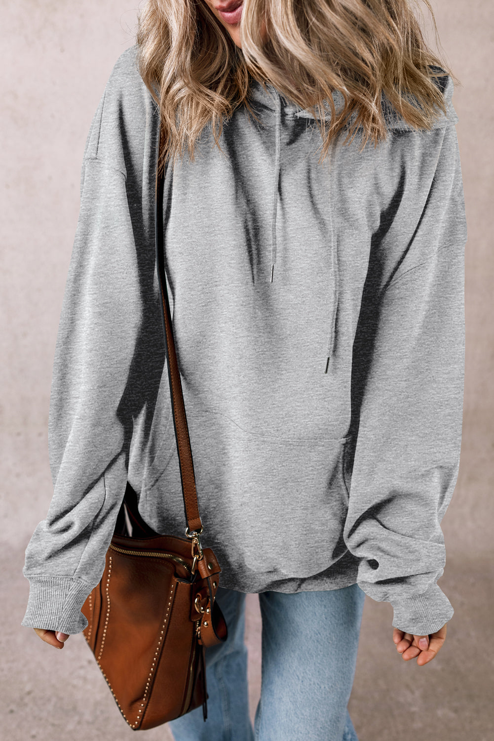 Light Grey Fleece Lined Kangaroo Pocket Drawstring Chunky Hoodie-Chaelisa's New Jammies