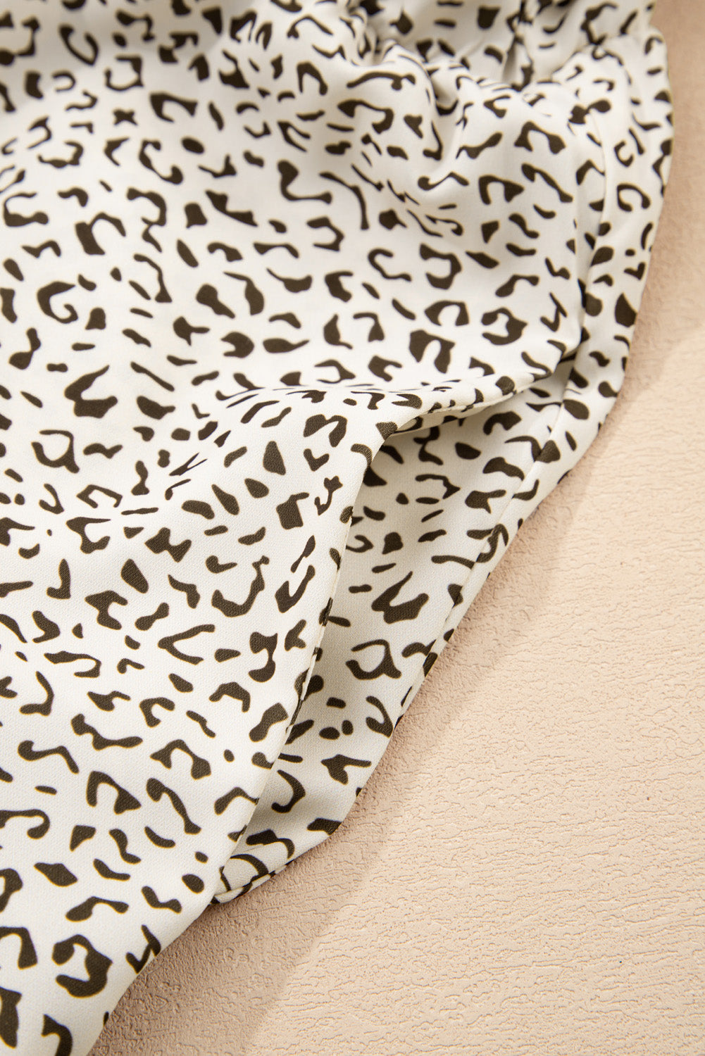 Beige Plus Size Leopard Print Frill Trim Short Sleeve Flared Dress-Chaelisa's New Jammies