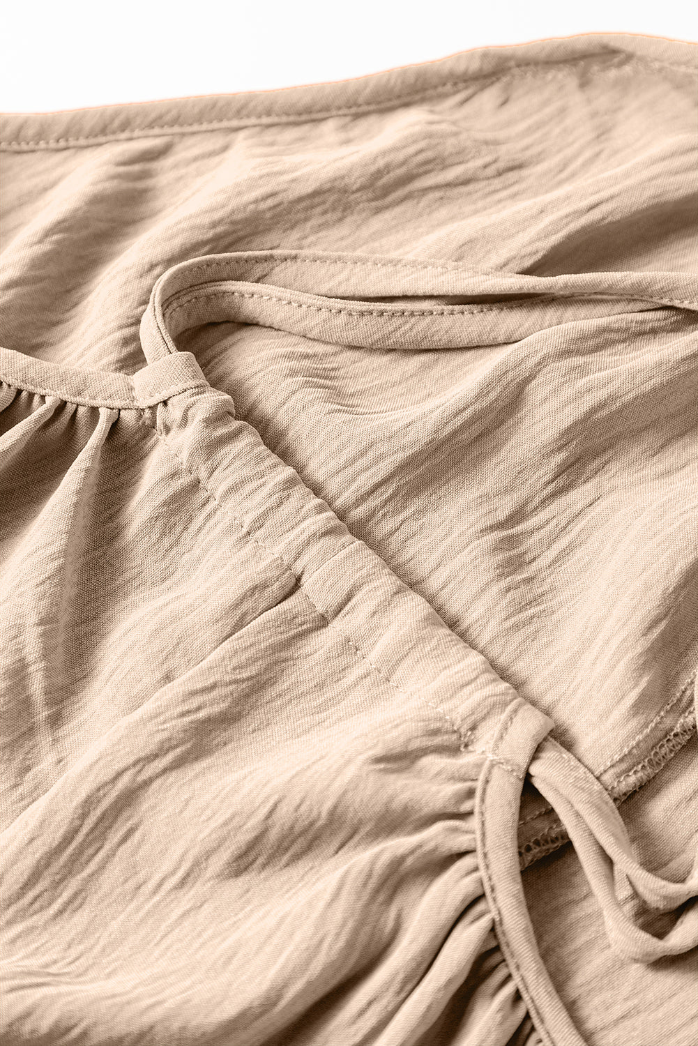 Apricot Spaghetti Straps Waist Tie Wide Leg Jumpsuit with Pockets-Chaelisa's New Jammies